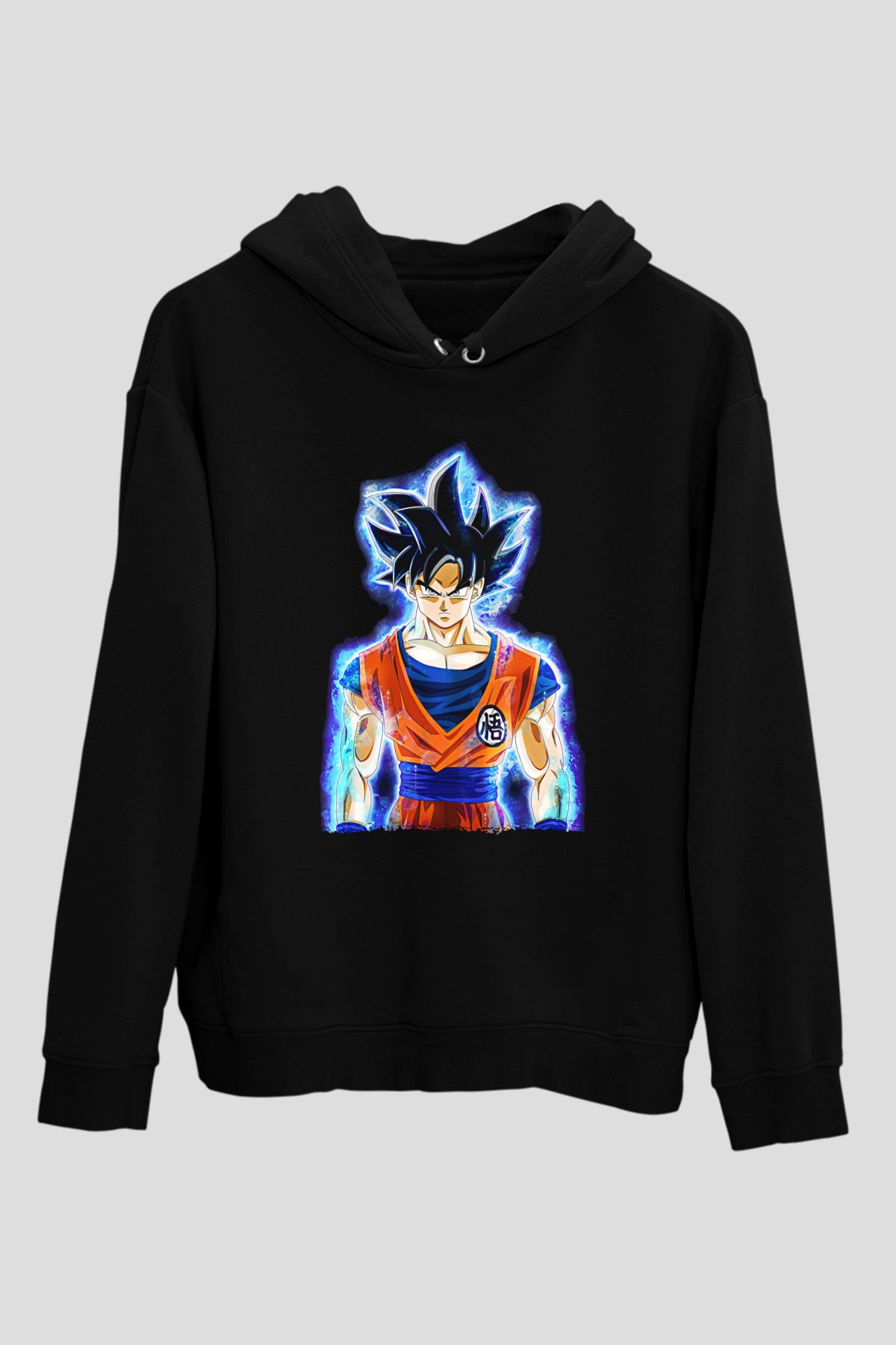 Goku Baskılı Unisex Siyah Hoodie