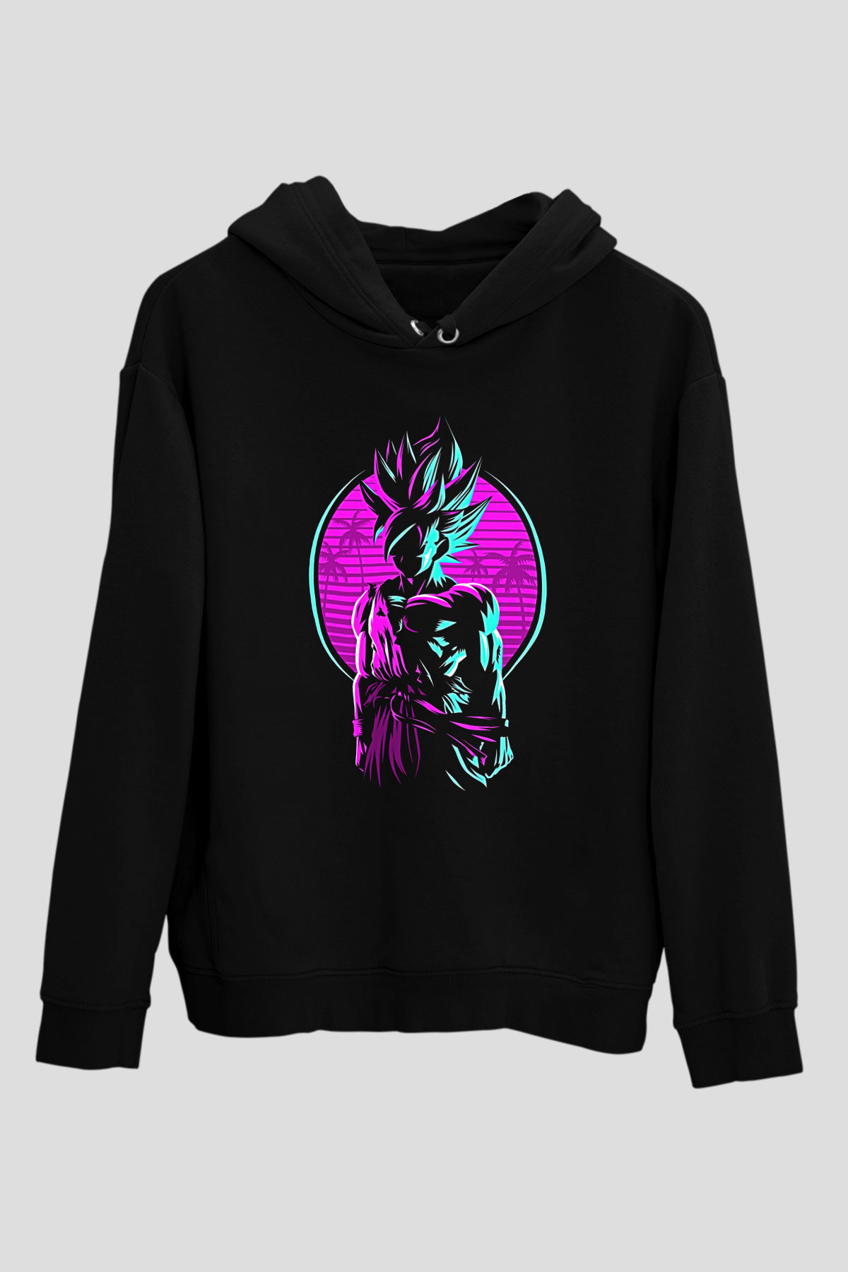 Goku Baskılı Unisex Siyah Hoodie