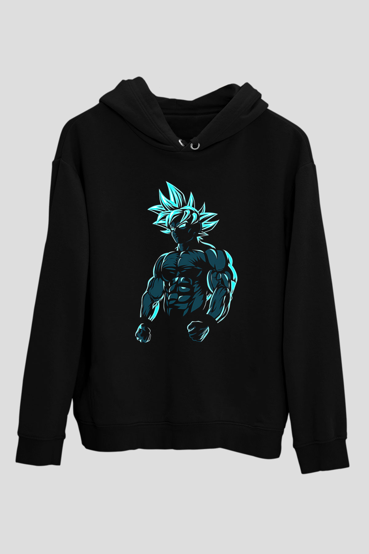 Goku Baskılı Unisex Siyah Hoodie