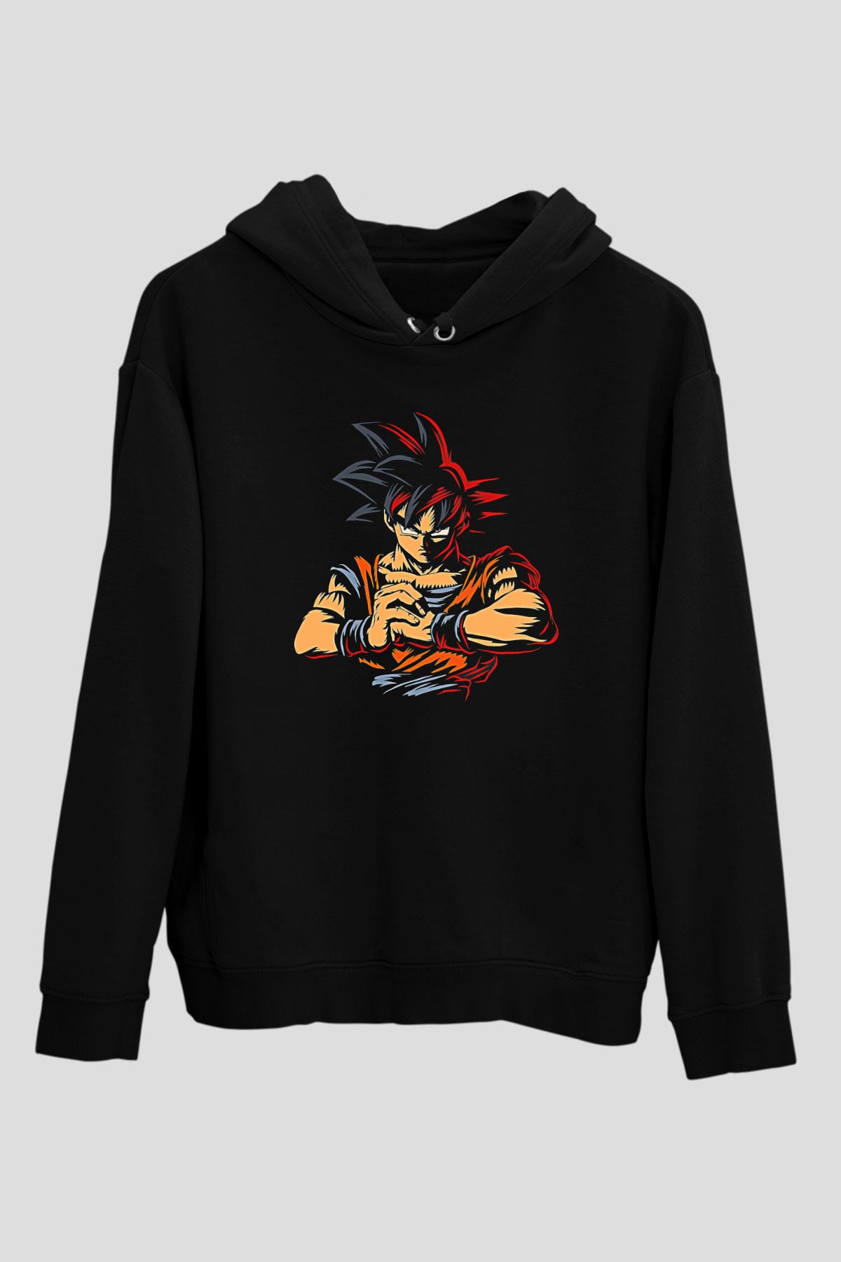 Goku Baskılı Unisex Siyah Hoodie