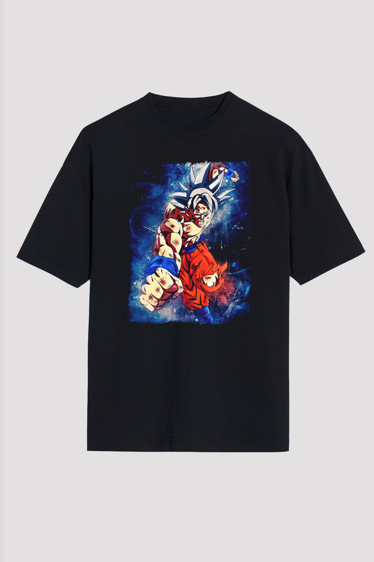 Goku Baskılı Unisex Siyah Oversize Tişört - Tshirt