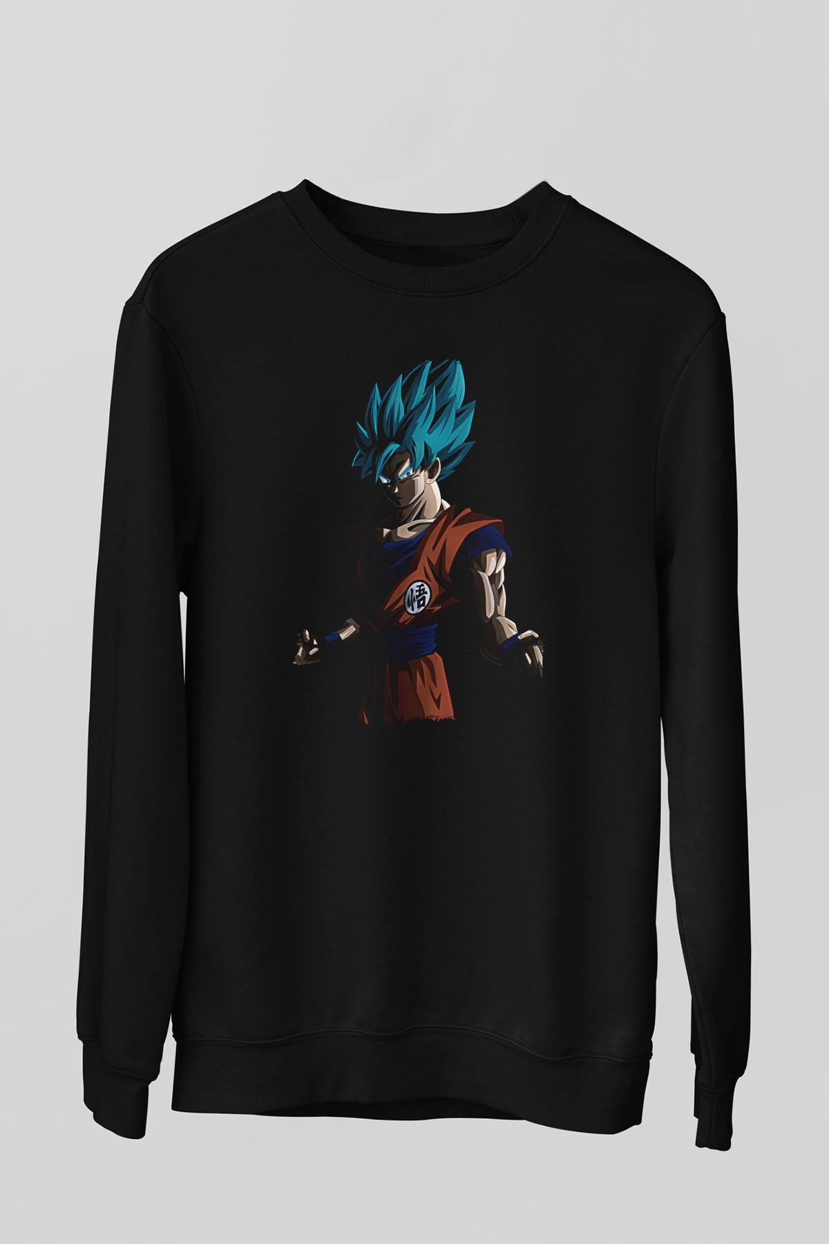 Goku Baskılı Unisex Siyah Sweatshirt