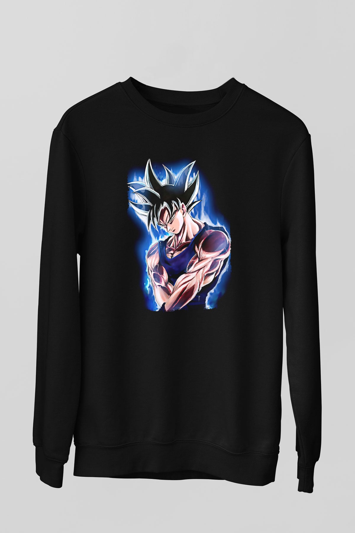 Goku Baskılı Unisex Siyah Sweatshirt