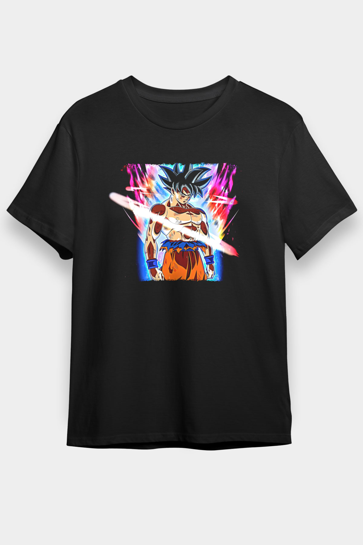Goku Baskılı Unisex Siyah Tişört - Tshirt