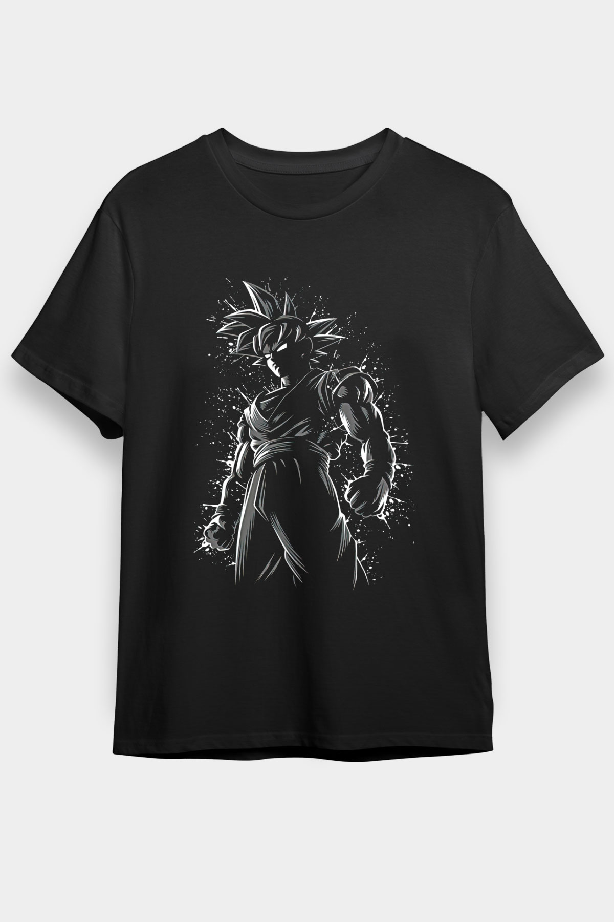 Goku Baskılı Unisex Siyah Tişört - Tshirt