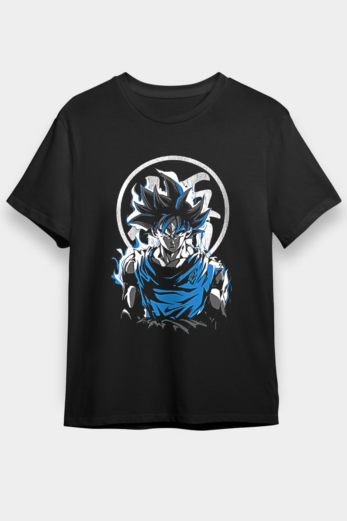 Goku Baskılı Unisex Siyah Tişört - Tshirt