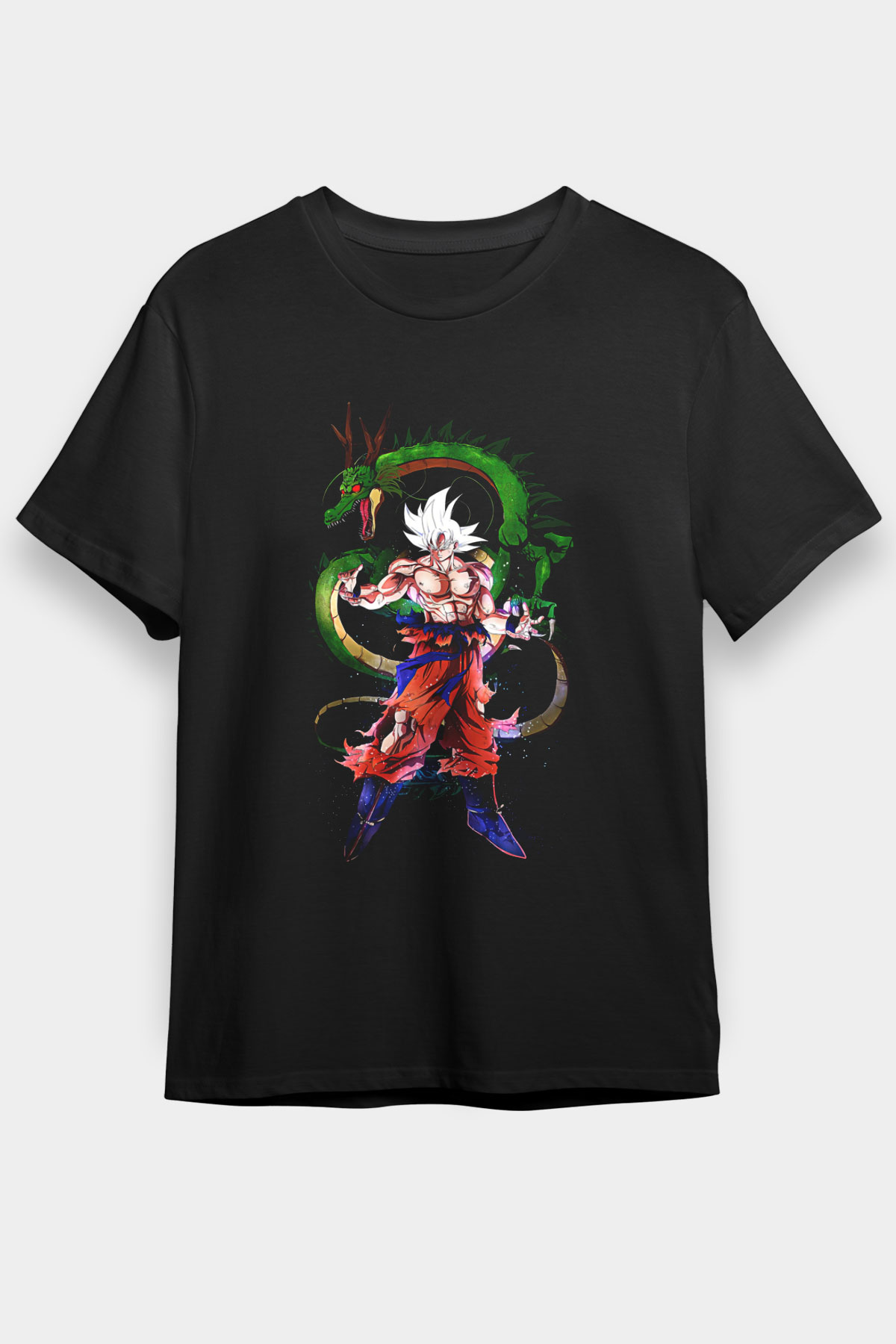 Goku Baskılı Unisex Siyah Tişört - Tshirt