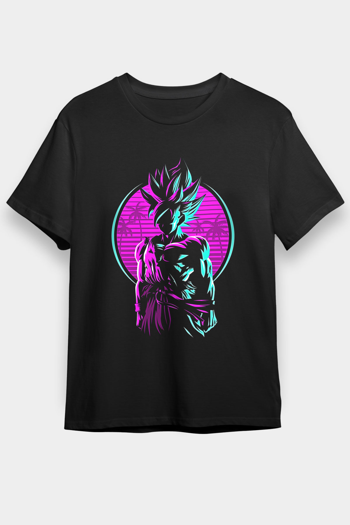 Goku Baskılı Unisex Siyah Tişört - Tshirt
