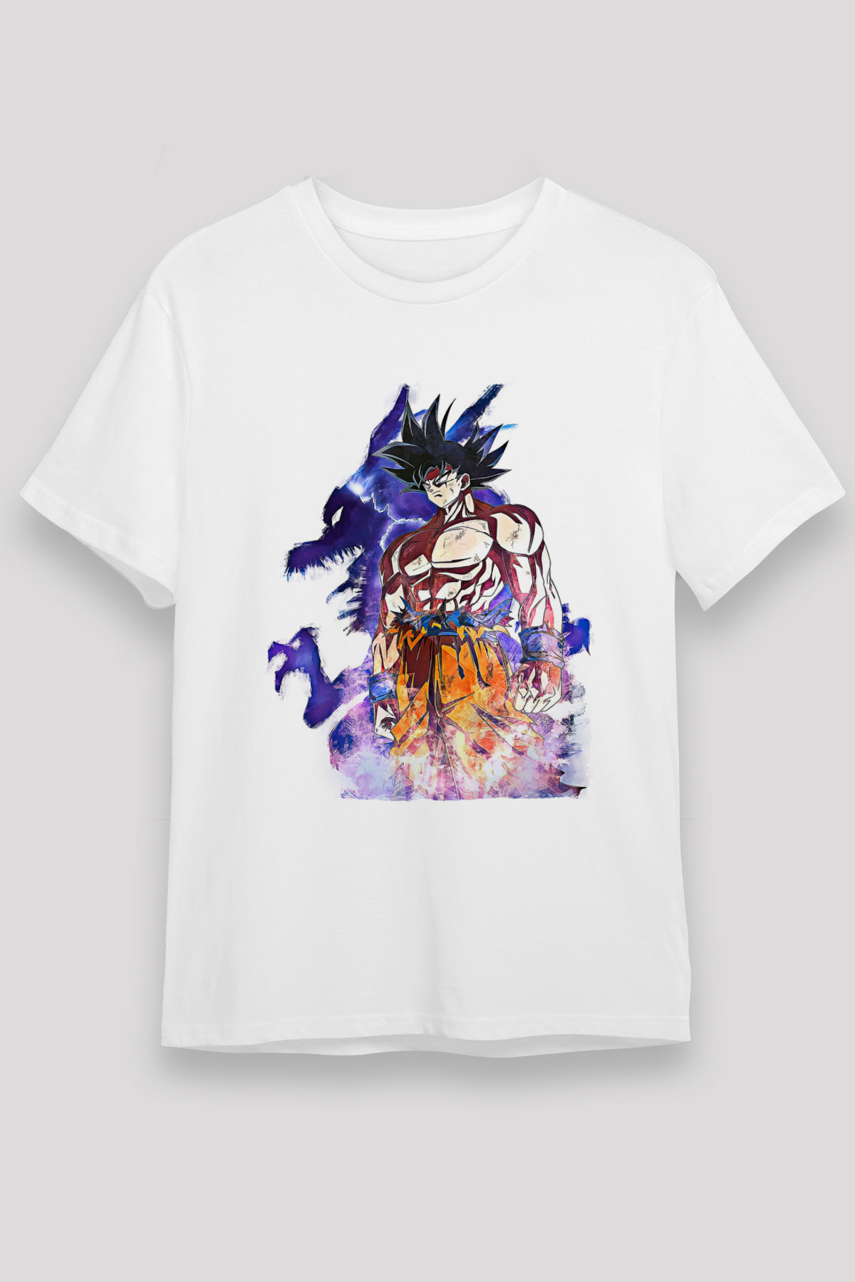 Goku Unisex Baskılı Beyaz Tişört - Tshirt