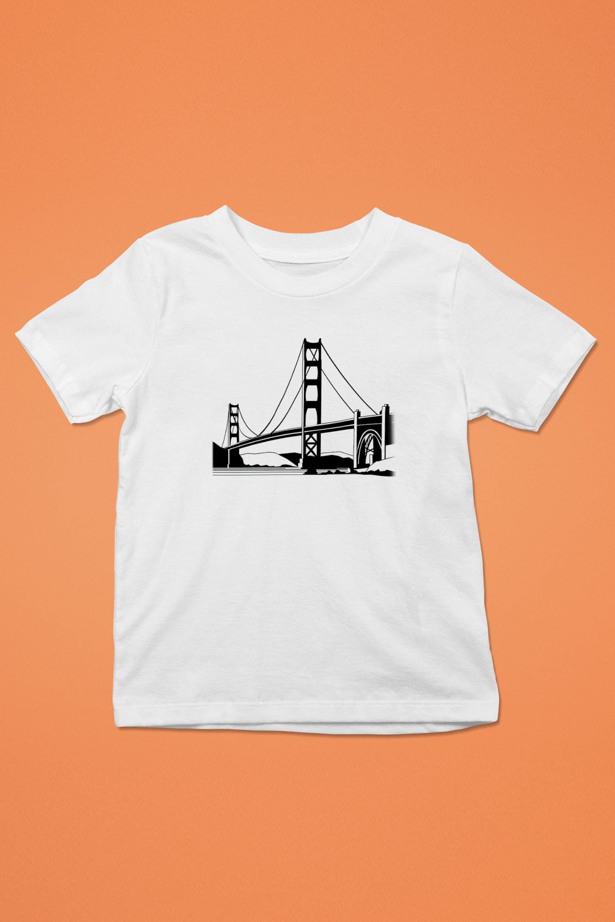 Golden Gate Bridge Baskılı Beyaz Unisex Çocuk Tişört
