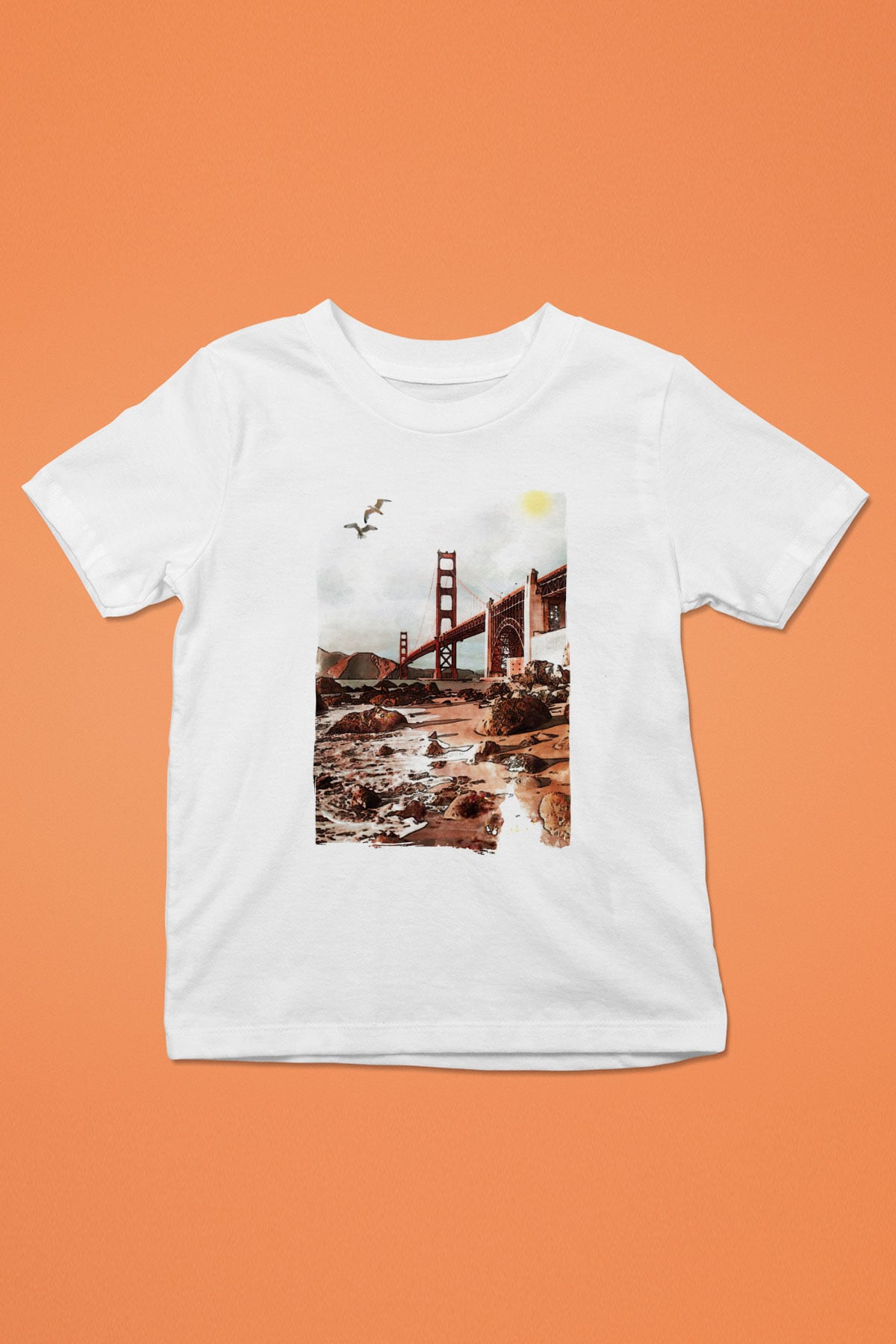 Golden Gate Bridge Beyaz Unisex Çocuk Tişört