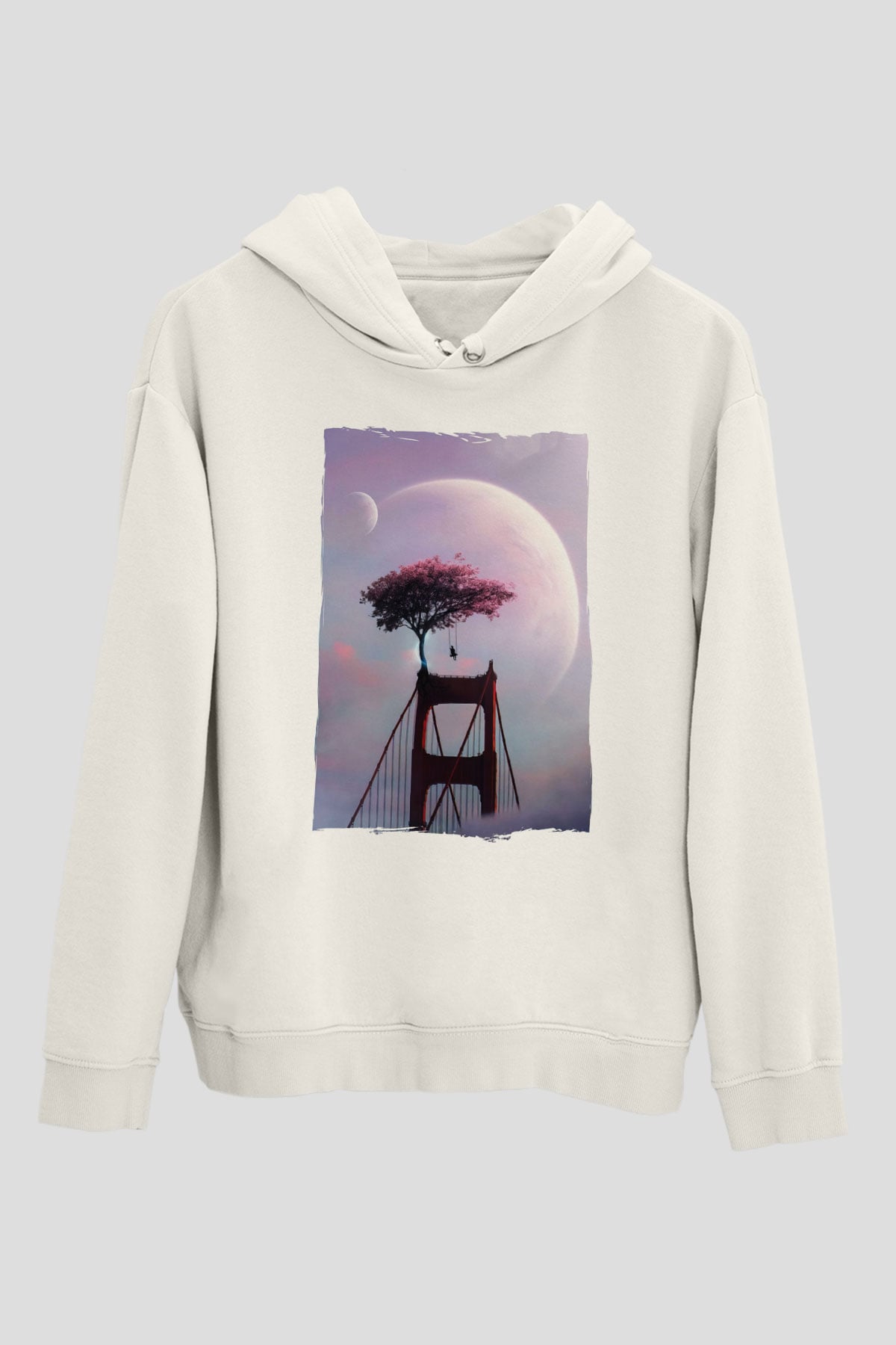 Golden Gate Bridge Beyaz Unisex Hoodie