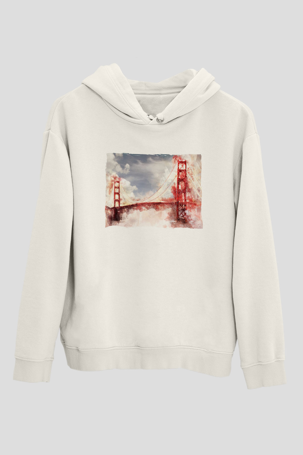 Golden Gate Bridge Beyaz Unisex Hoodie