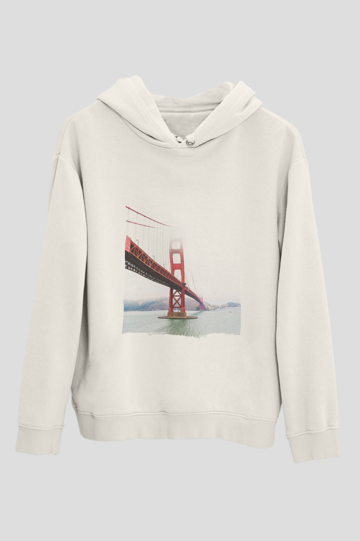 Golden Gate Bridge Beyaz Unisex Hoodie