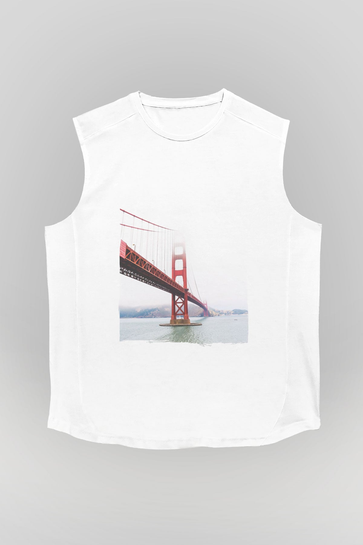 Golden Gate Bridge Beyaz Unisex Kolsuz Tişört