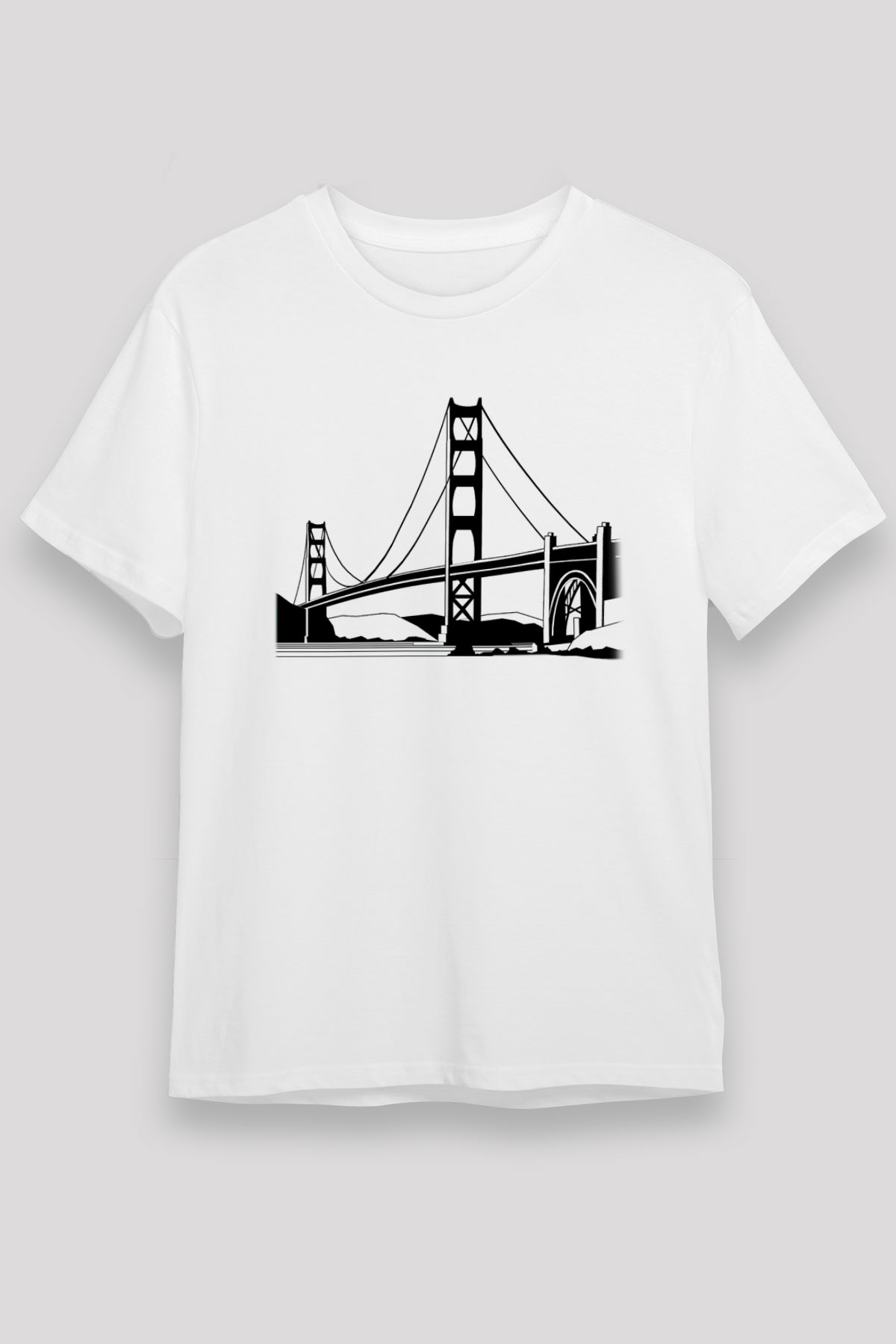 Golden Gate Bridge Beyaz Unisex Tişört T-Shirt - TişörtFabrikası