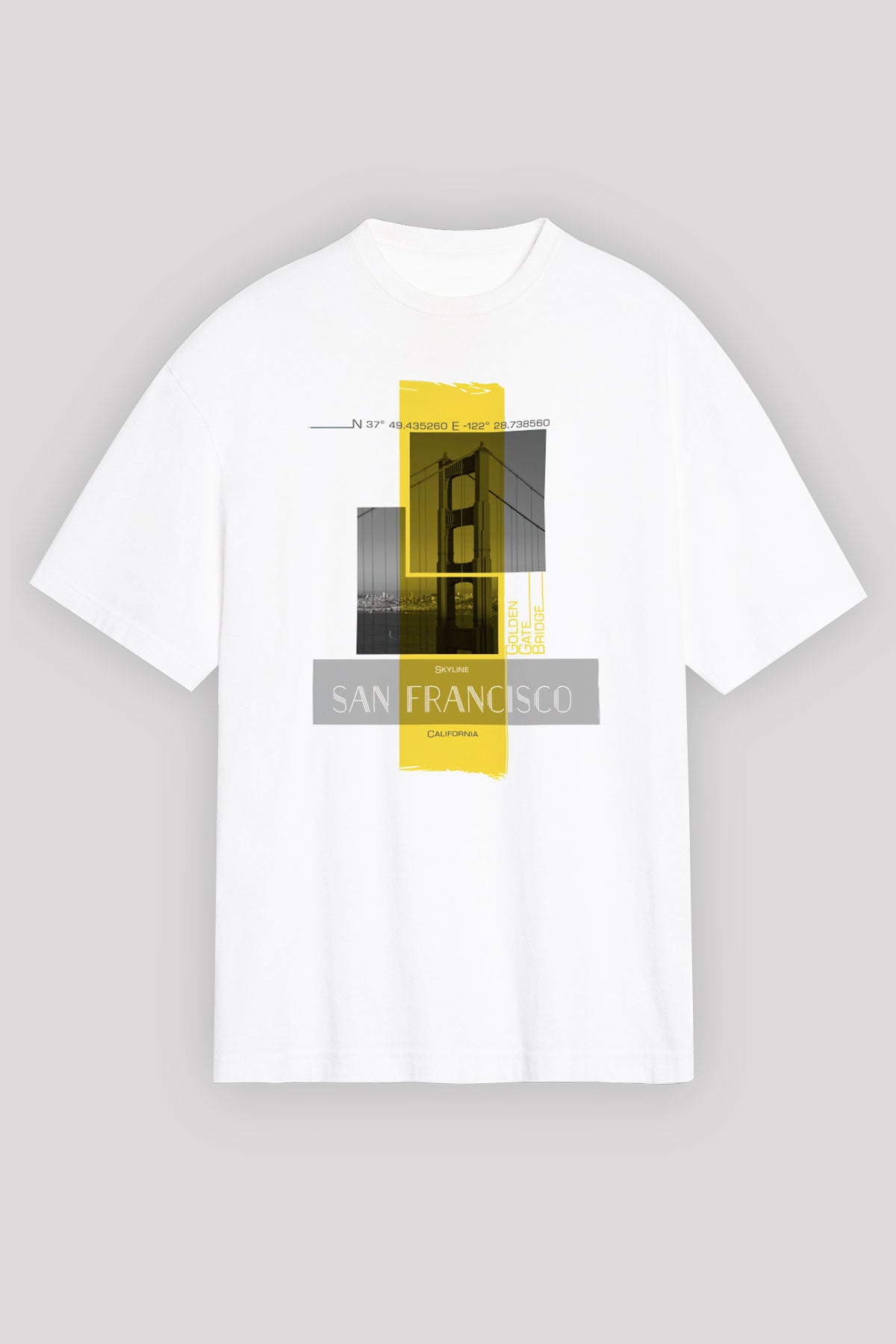 Golden Gate Bridge Beyaz Unisex Tişört T-Shirt - TişörtFabrikası