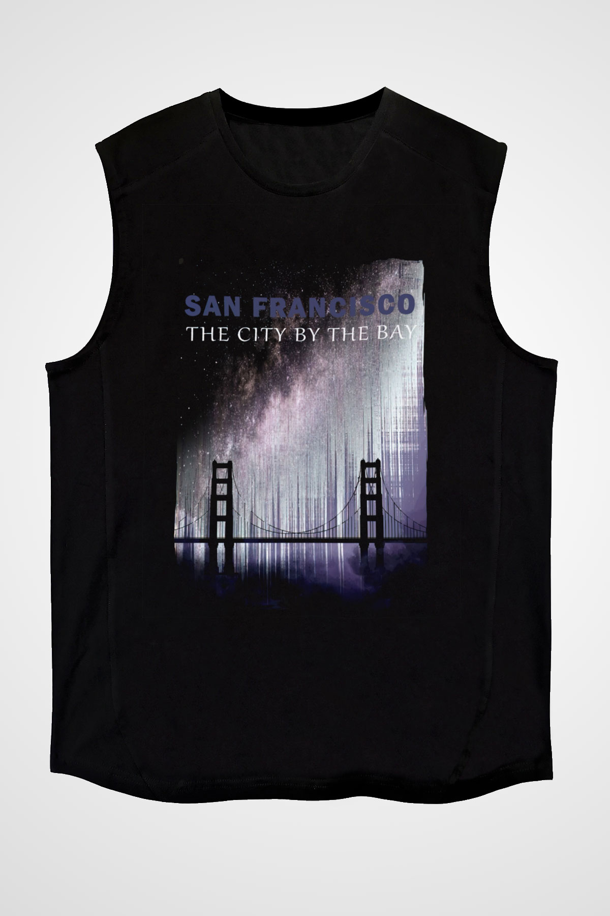 Golden Gate Bridge Siyah Unisex Kolsuz Tişört