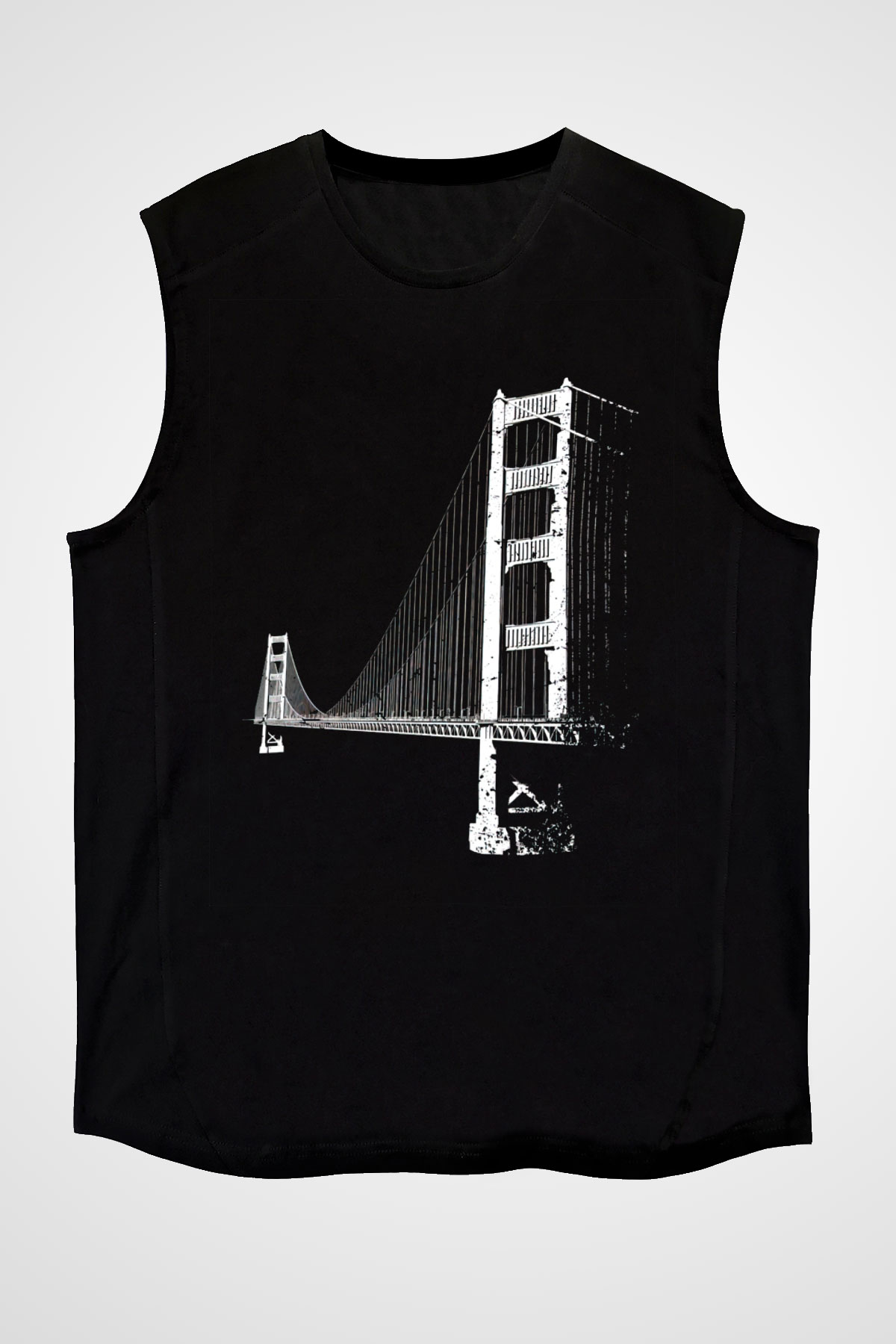 Golden Gate Bridge Siyah Unisex Kolsuz Tişört