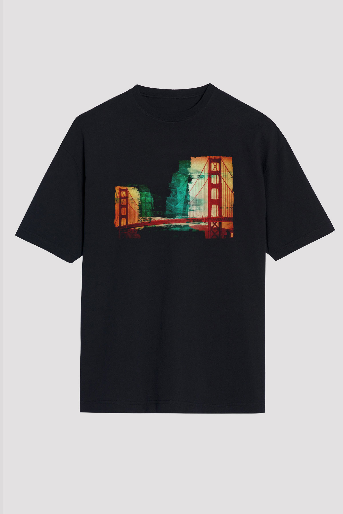 Golden Gate Bridge Siyah Unisex Tişört T-Shirt - TişörtFabrikası