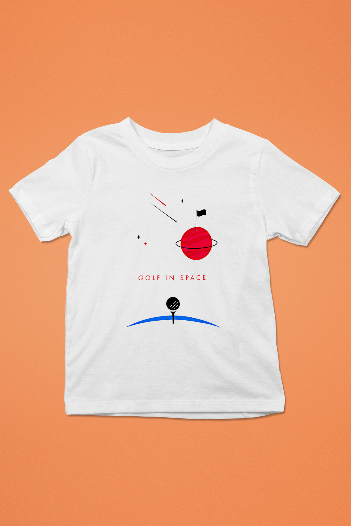 Golf Baskılı Unisex Beyaz Çocuk Tişört - Tshirt