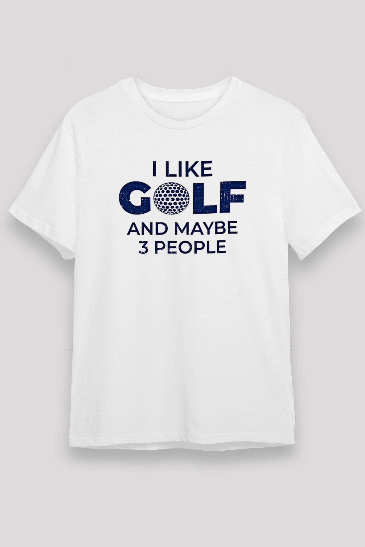 Golf Baskılı Unisex Beyaz Tişört - Tshirt