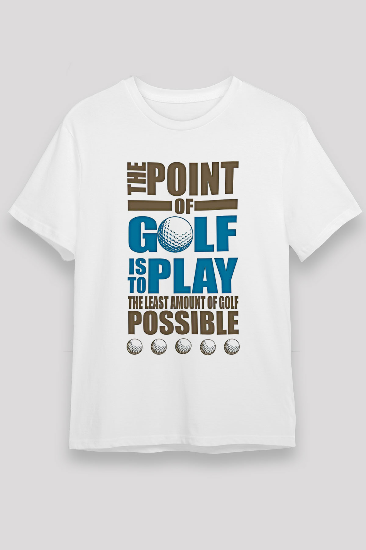 Golf Baskılı Unisex Beyaz Tişört - Tshirt