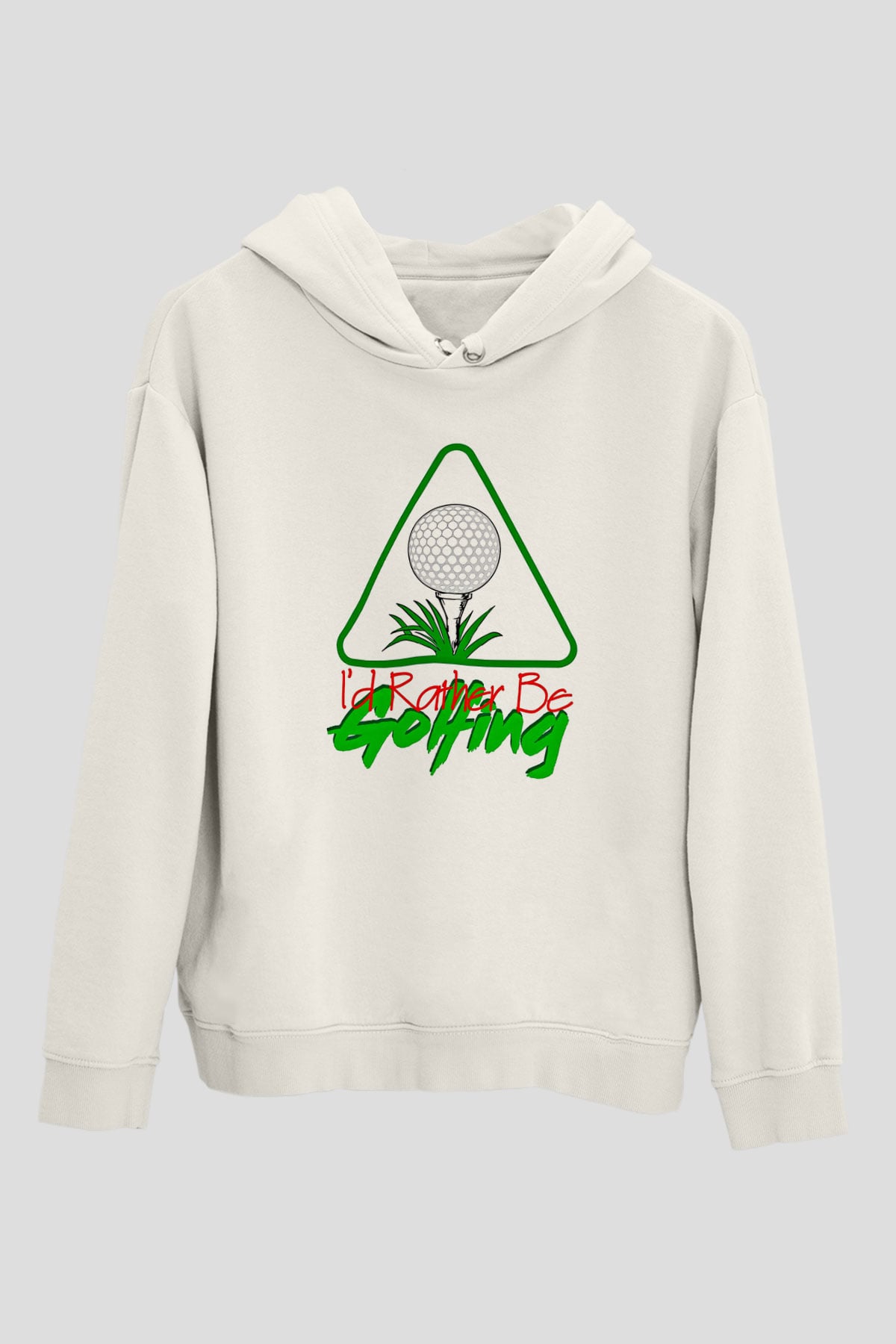 Golf Baskılı Unisex Ekru Hoodie