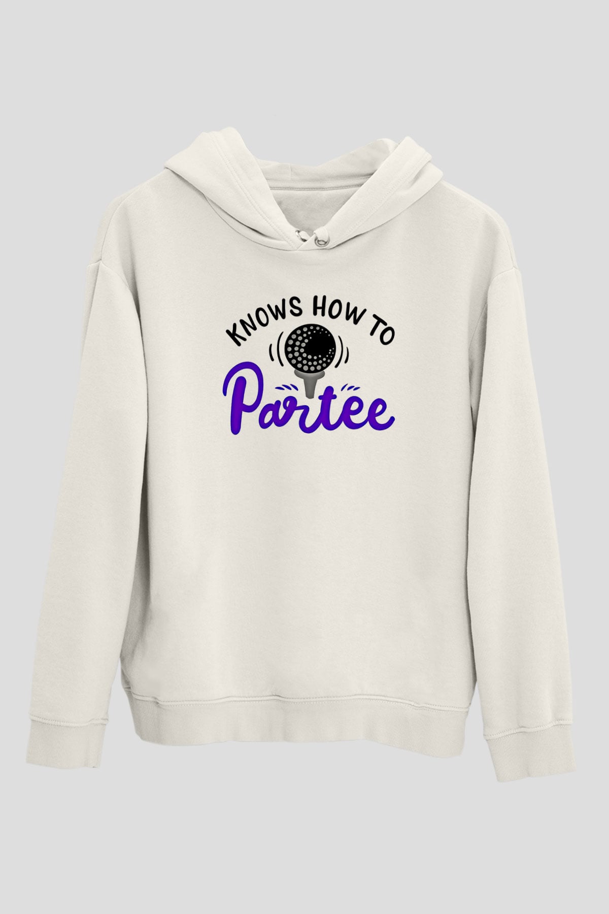 Golf Baskılı Unisex Ekru Hoodie