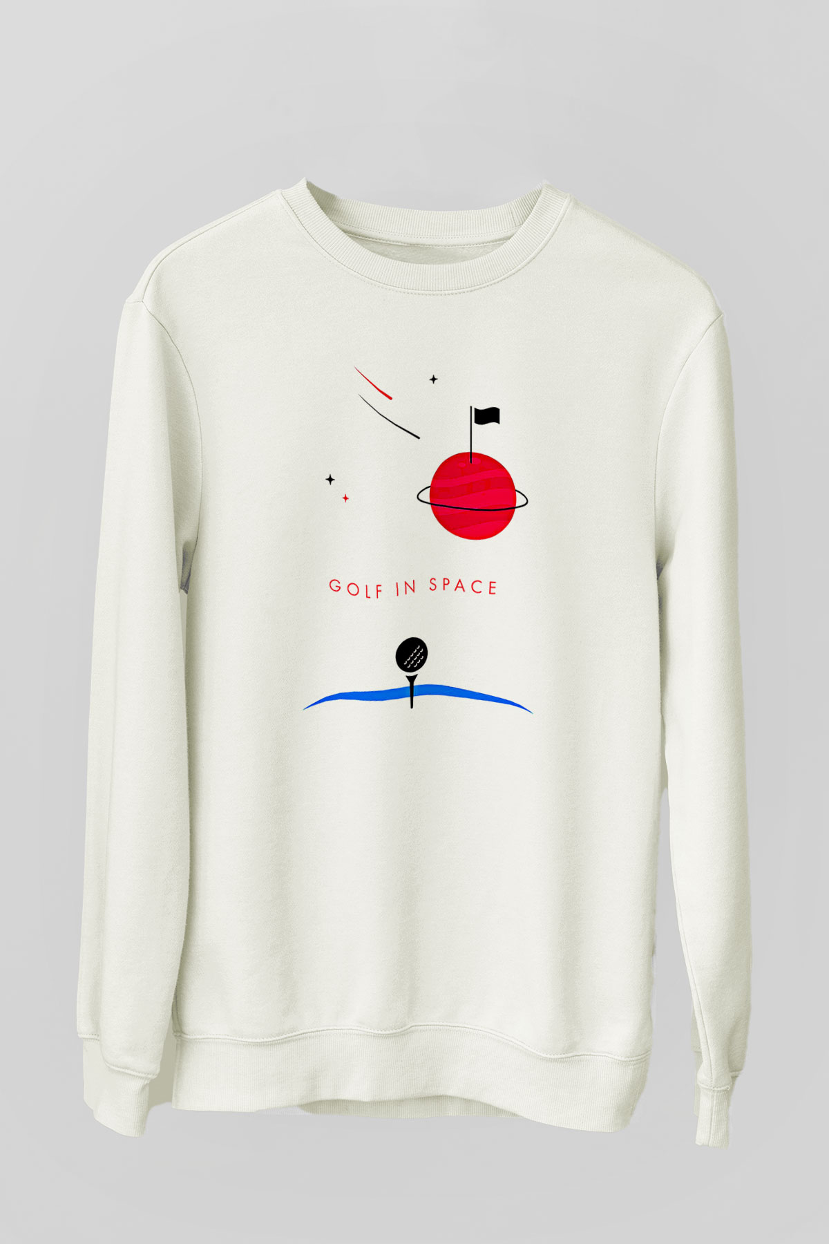 Golf Baskılı Unisex Ekru Sweatshirt
