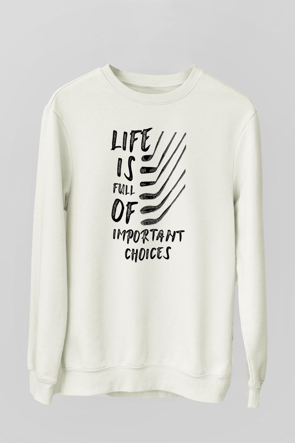 Golf Baskılı Unisex Ekru Sweatshirt