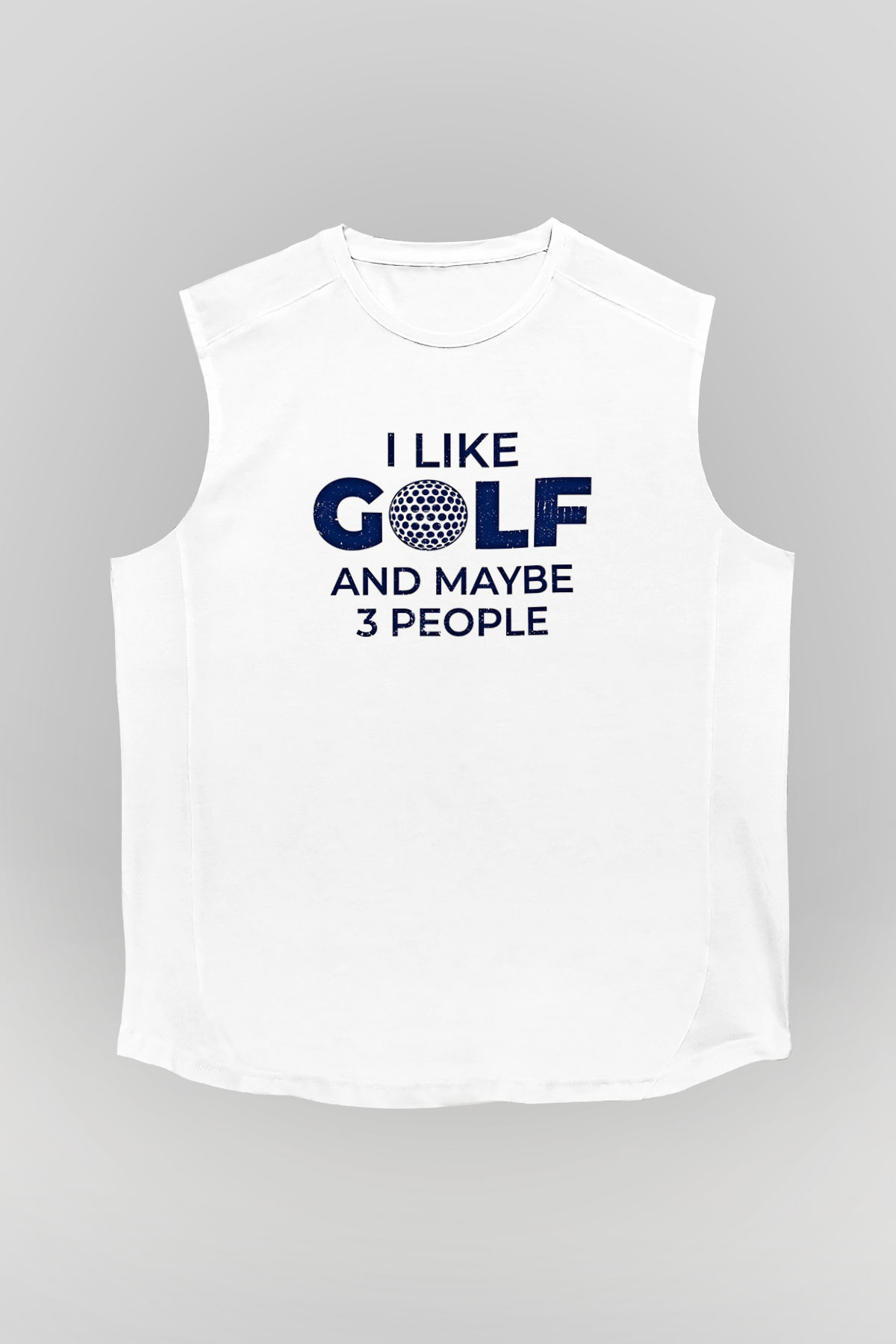Golf Baskılı Unisex Kolsuz Beyaz Tişört