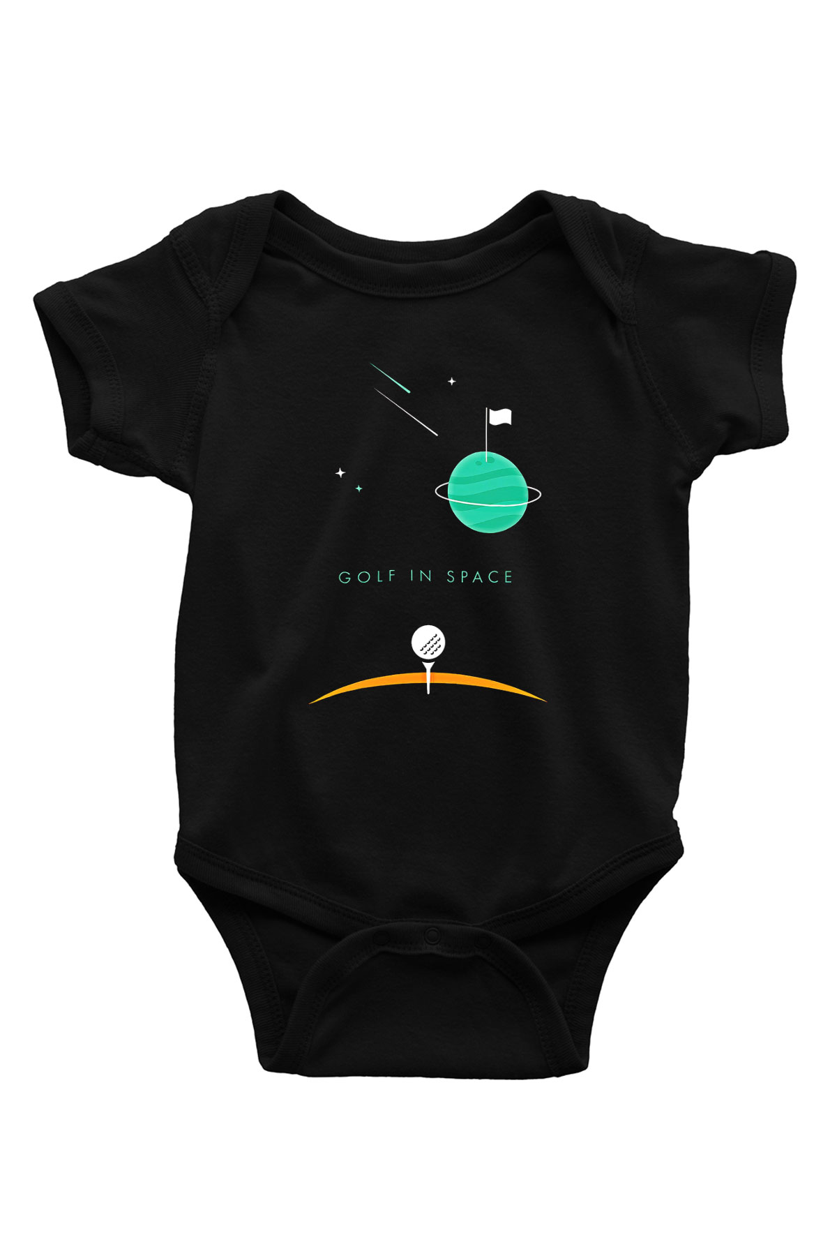 Golf Baskılı Unisex Siyah Bebek Body - Zıbın