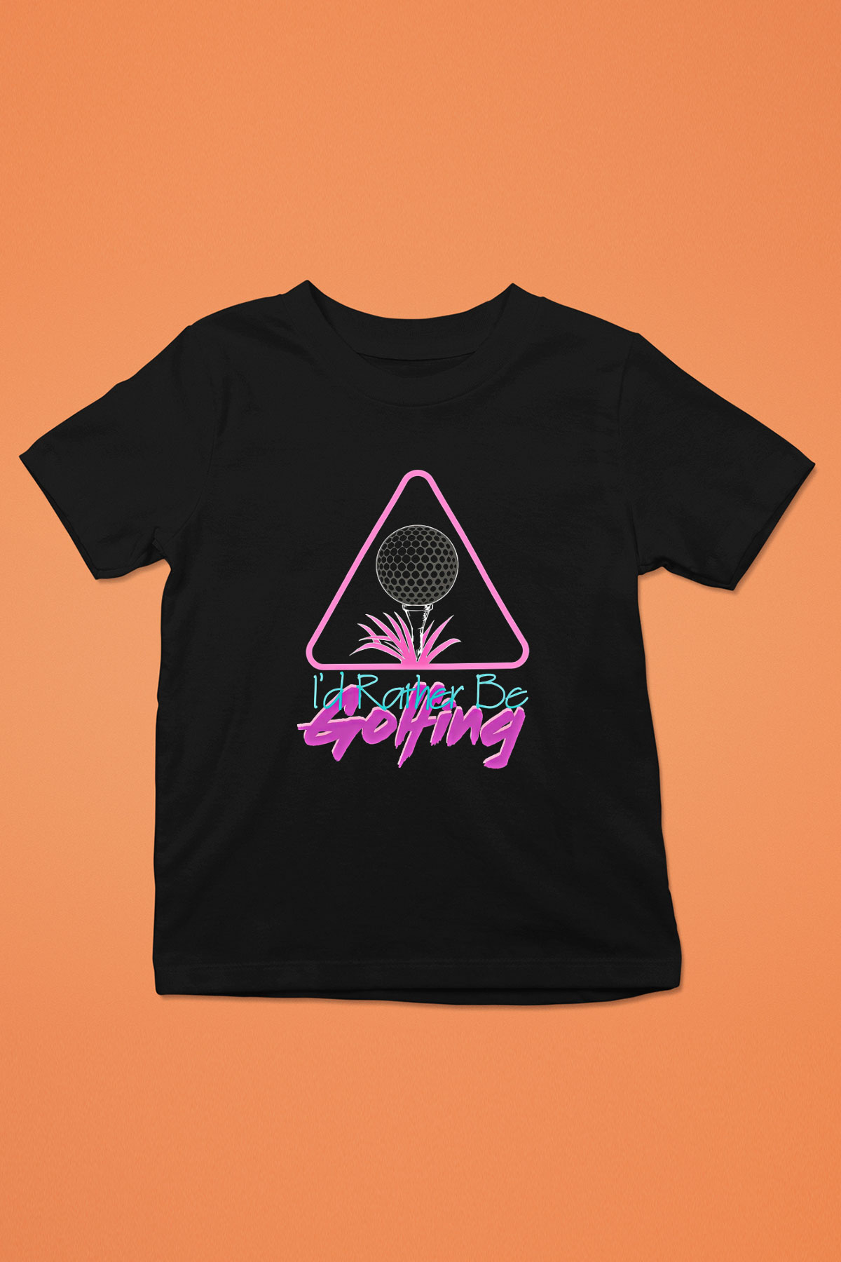Golf Baskılı Unisex Siyah Çocuk Tİşörtü - Tshirt