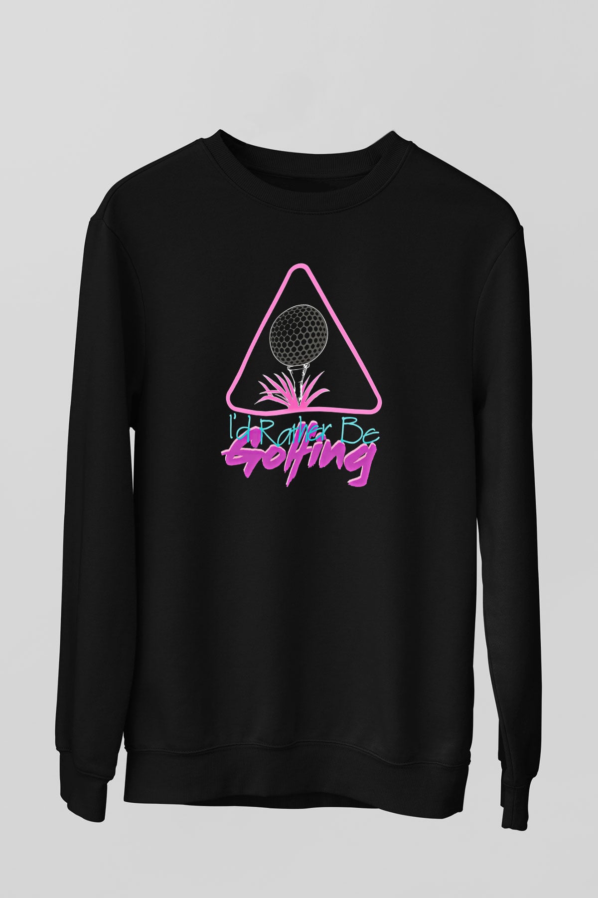 Golf Baskılı Unisex Siyah Sweatshirt