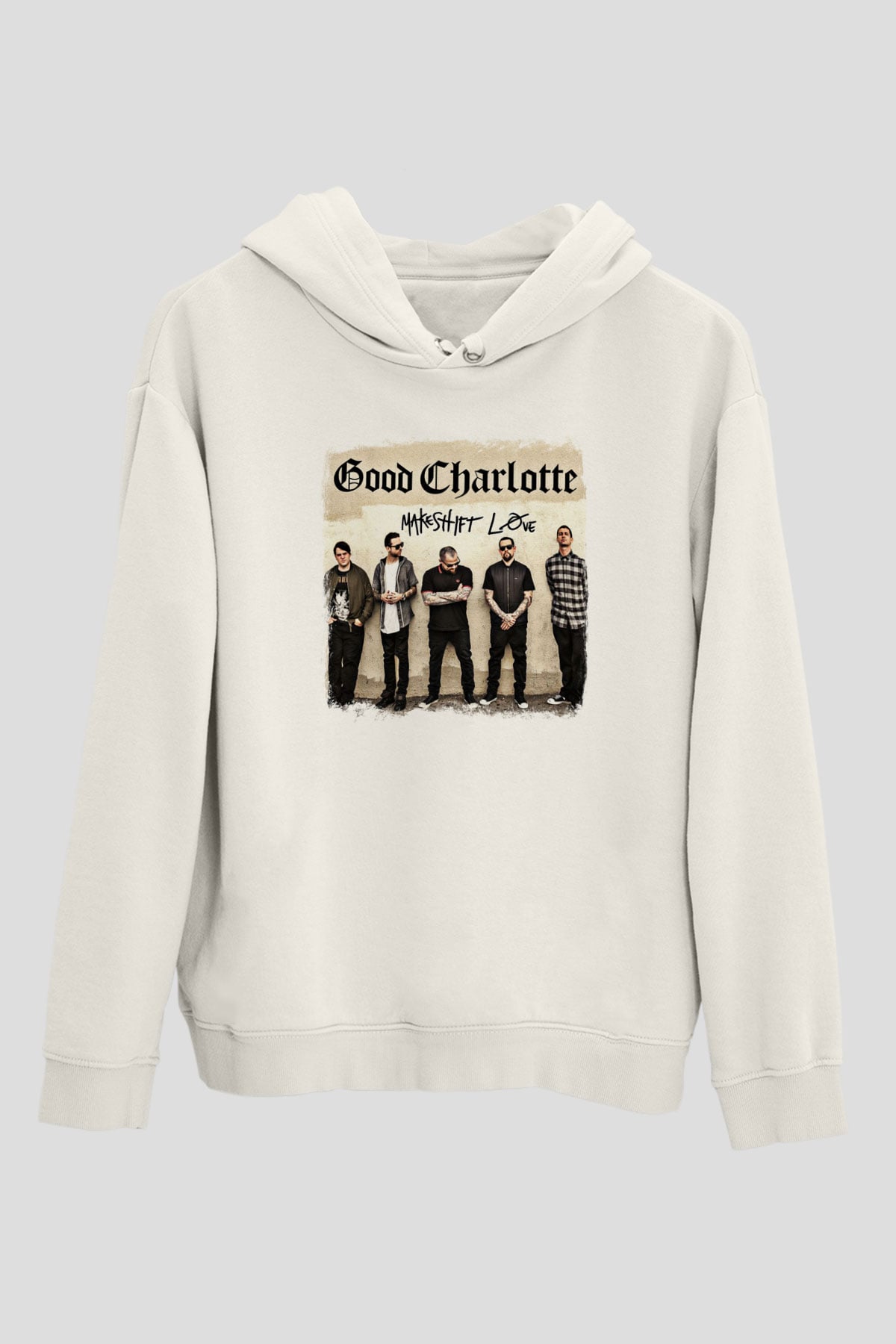 Good Charlotte Baskılı Unisex Beyaz Hoodie