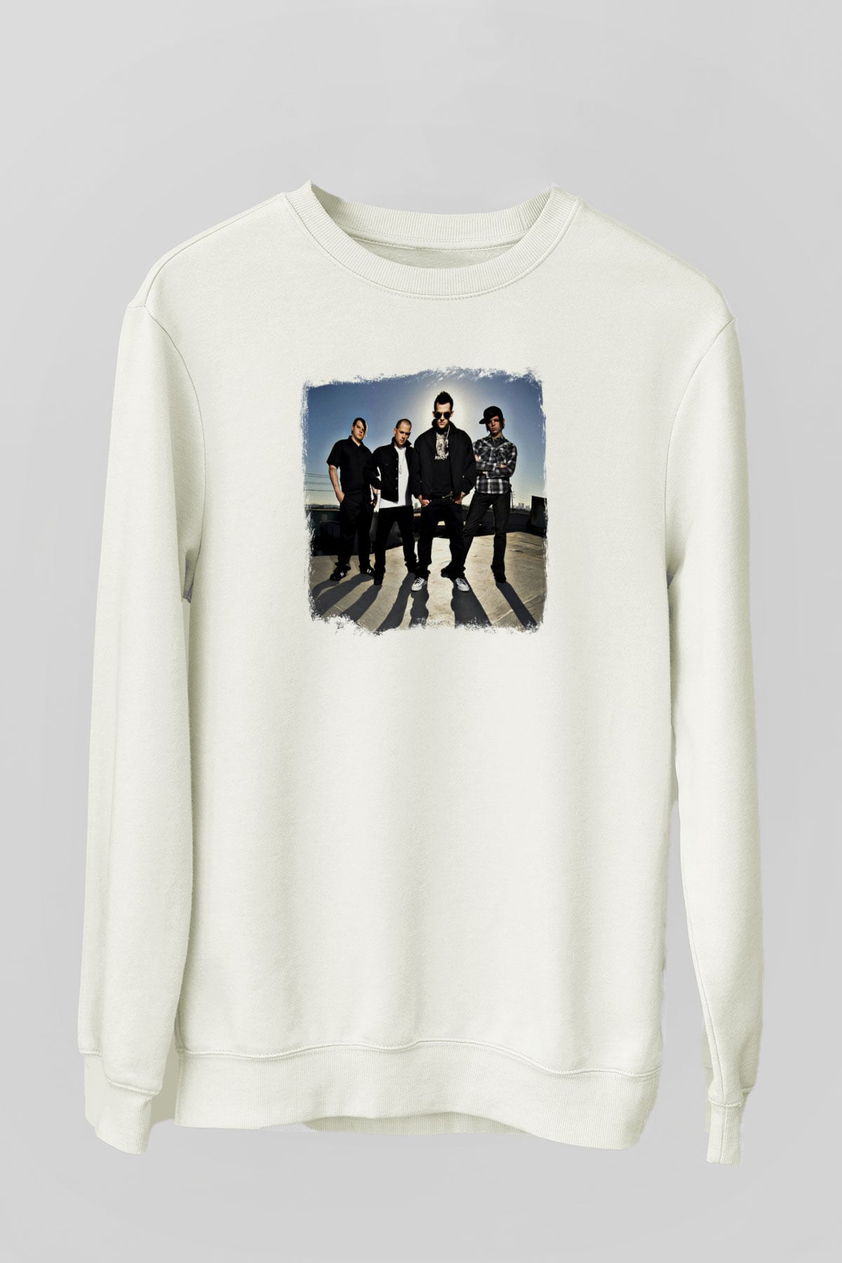Good Charlotte Baskılı Unisex Beyaz Sweatshirt