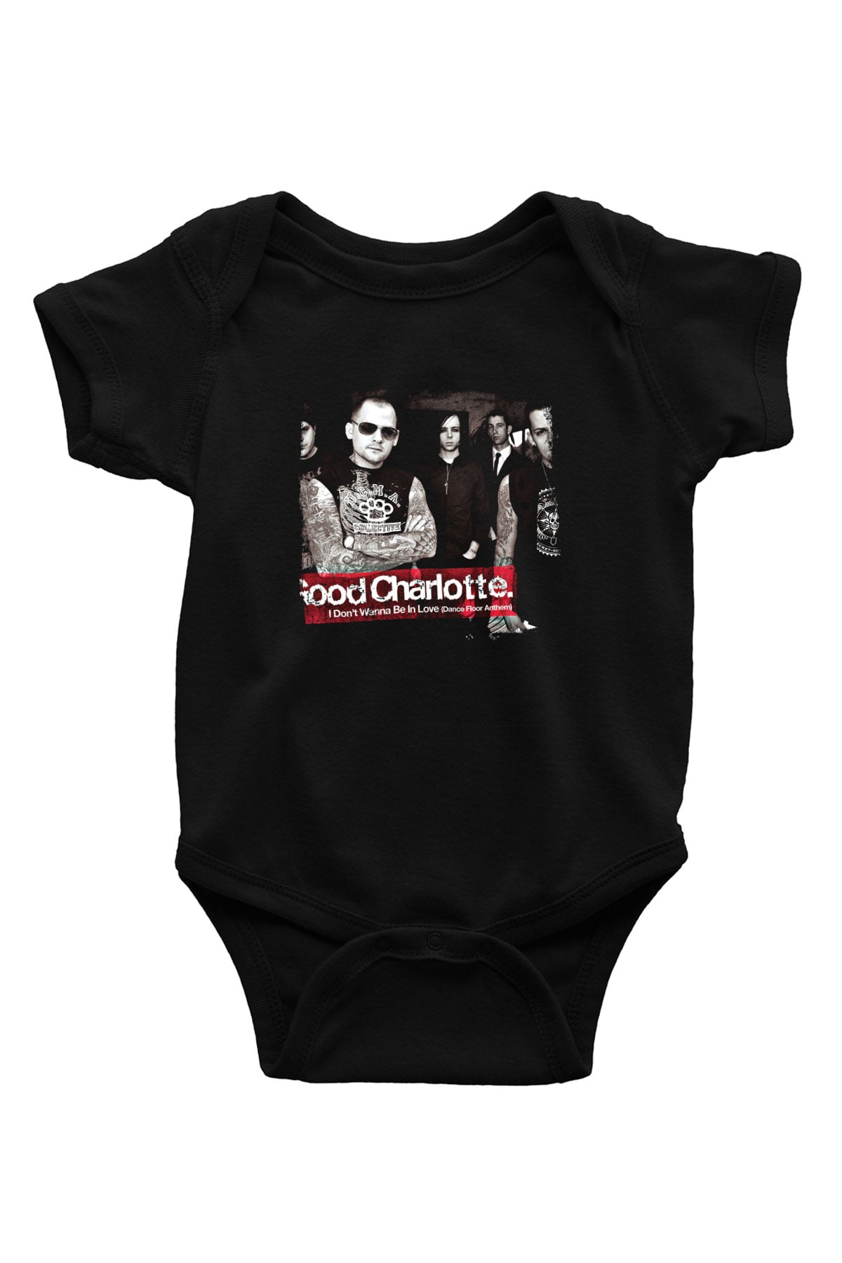 Good Charlotte Baskılı Unisex Siyah Bebek Body - Zıbın