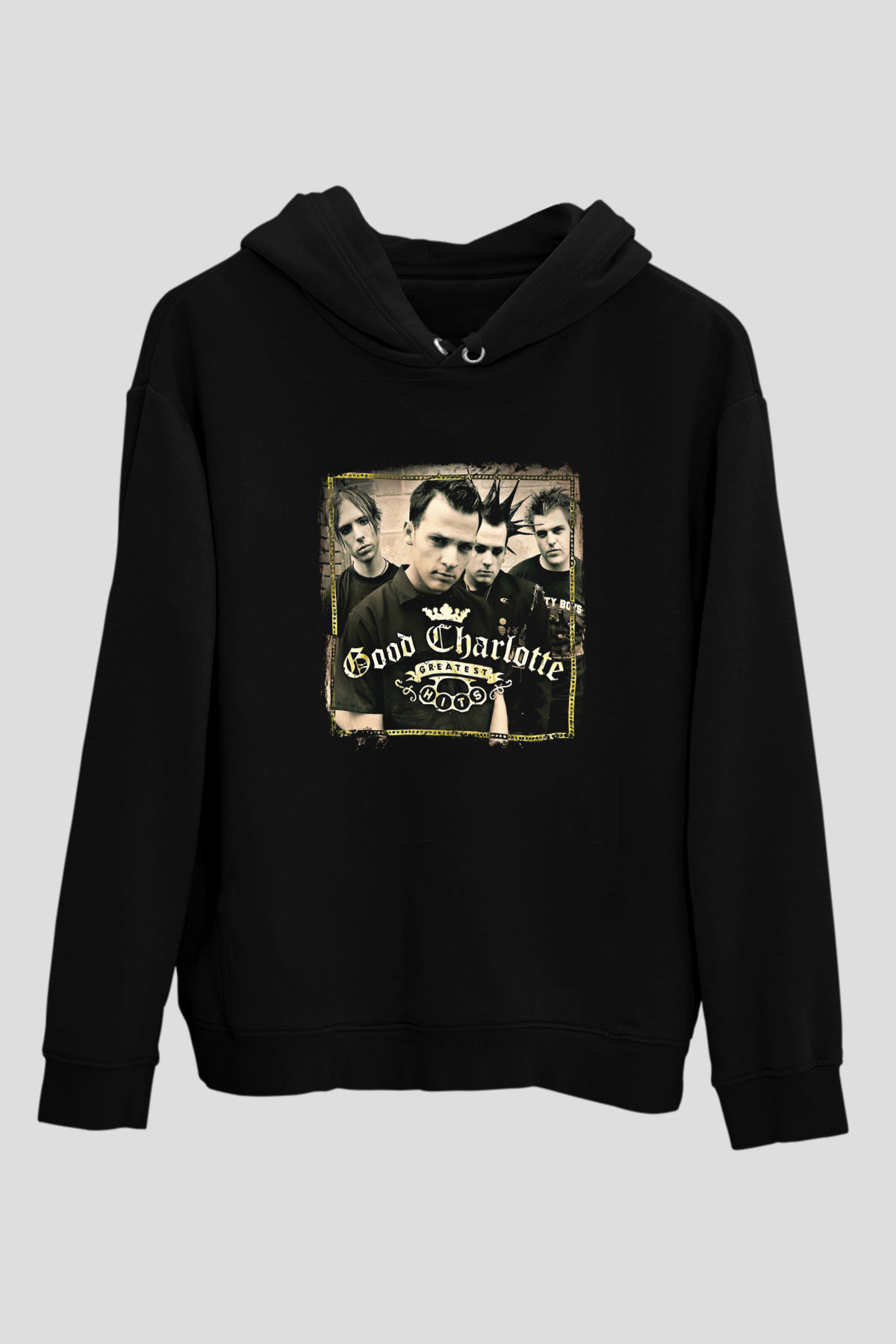 Good Charlotte Baskılı Unisex Siyah Hoodie