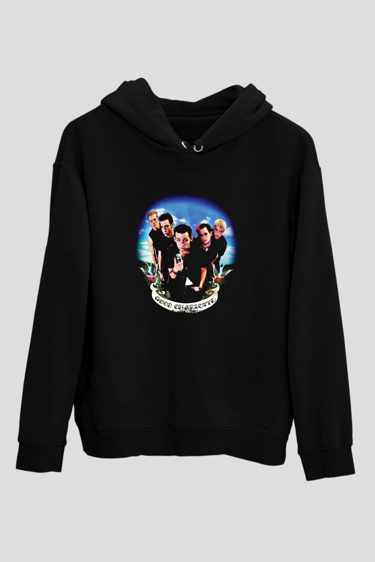Good Charlotte Baskılı Unisex Siyah Hoodie