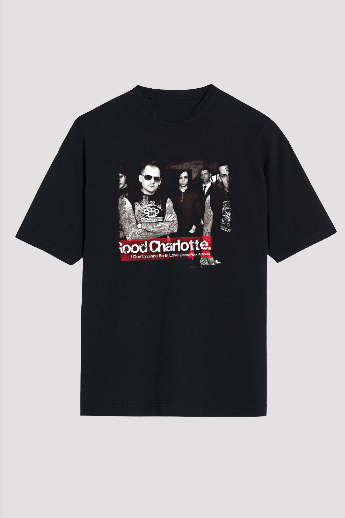 Good Charlotte Baskılı Unisex Siyah Oversize Tişört