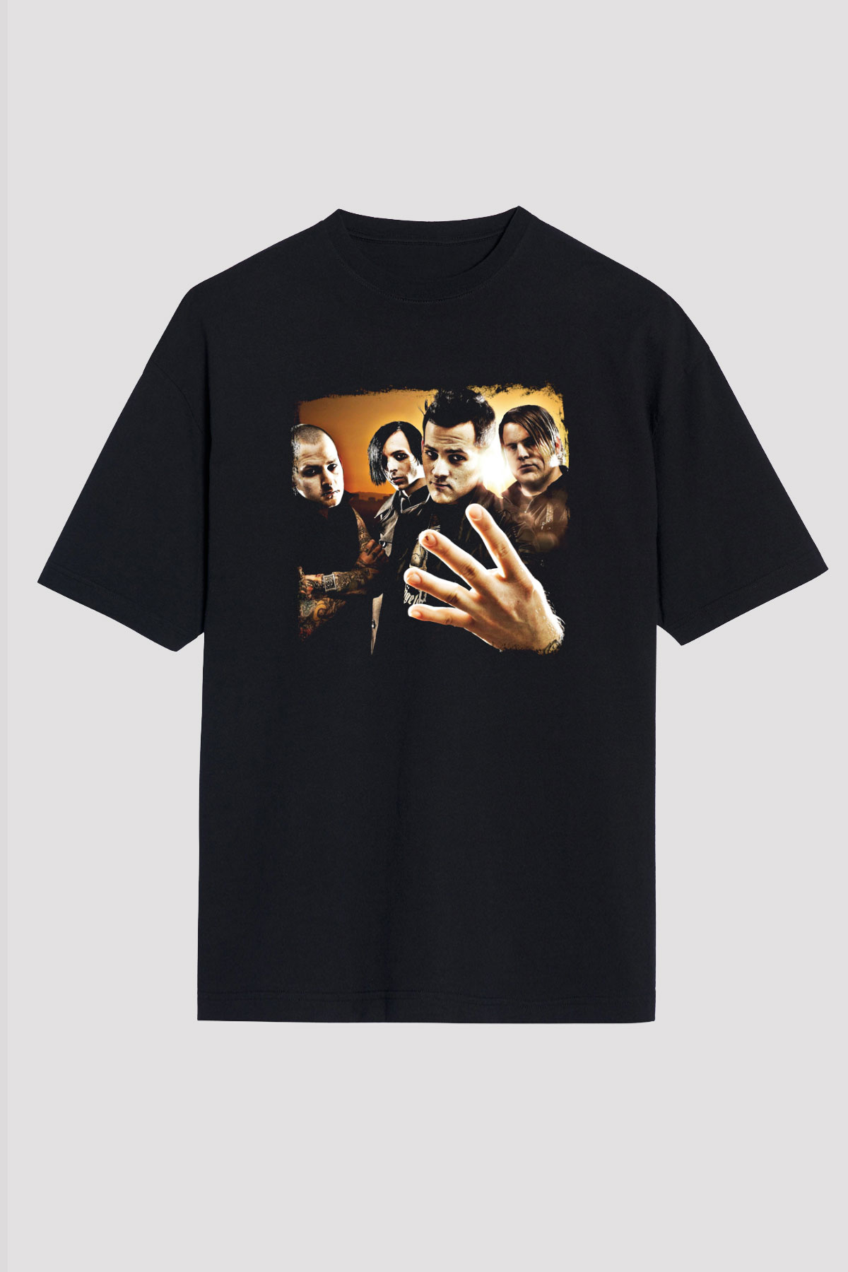 Good Charlotte Baskılı Unisex Siyah Oversize Tişört