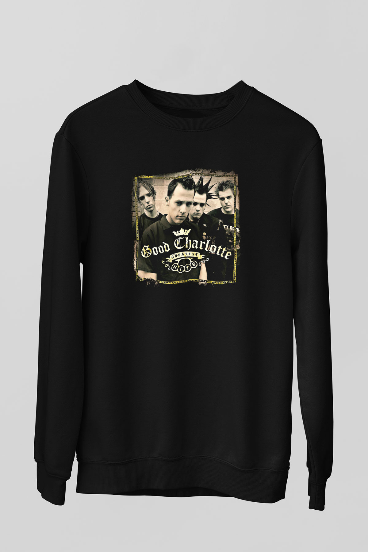 Good Charlotte Baskılı Unisex Siyah Sweatshirt