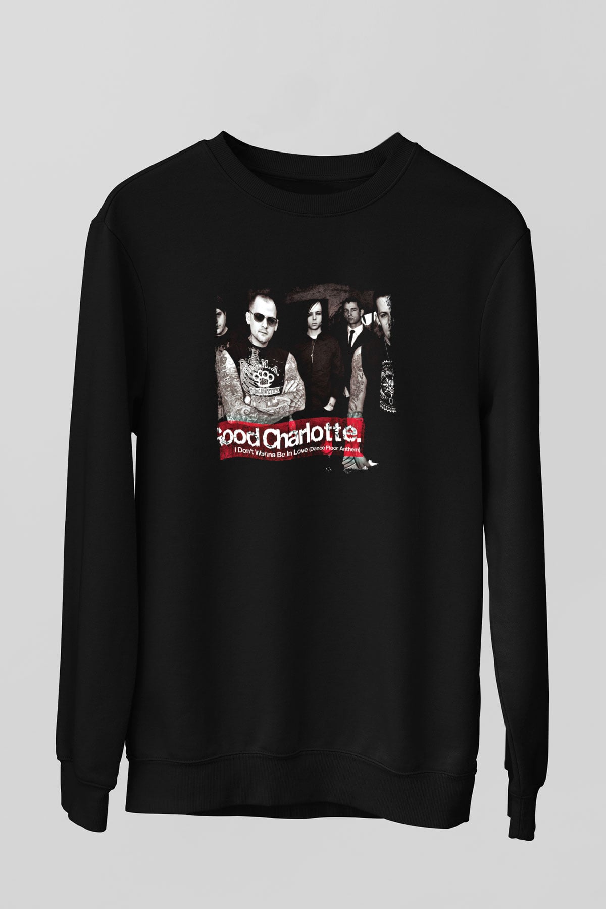 Good Charlotte Baskılı Unisex Siyah Sweatshirt