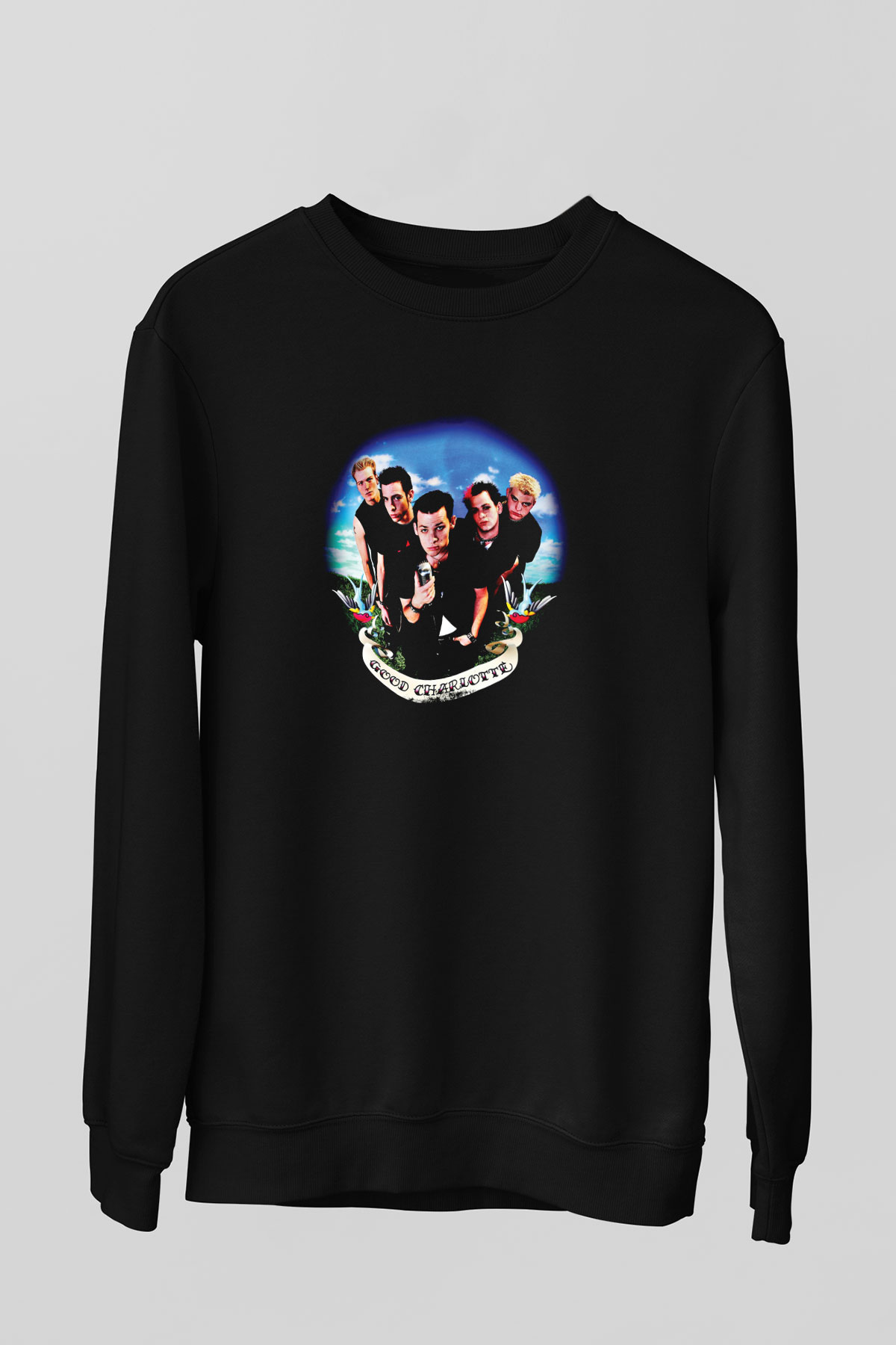 Good Charlotte Baskılı Unisex Siyah Sweatshirt