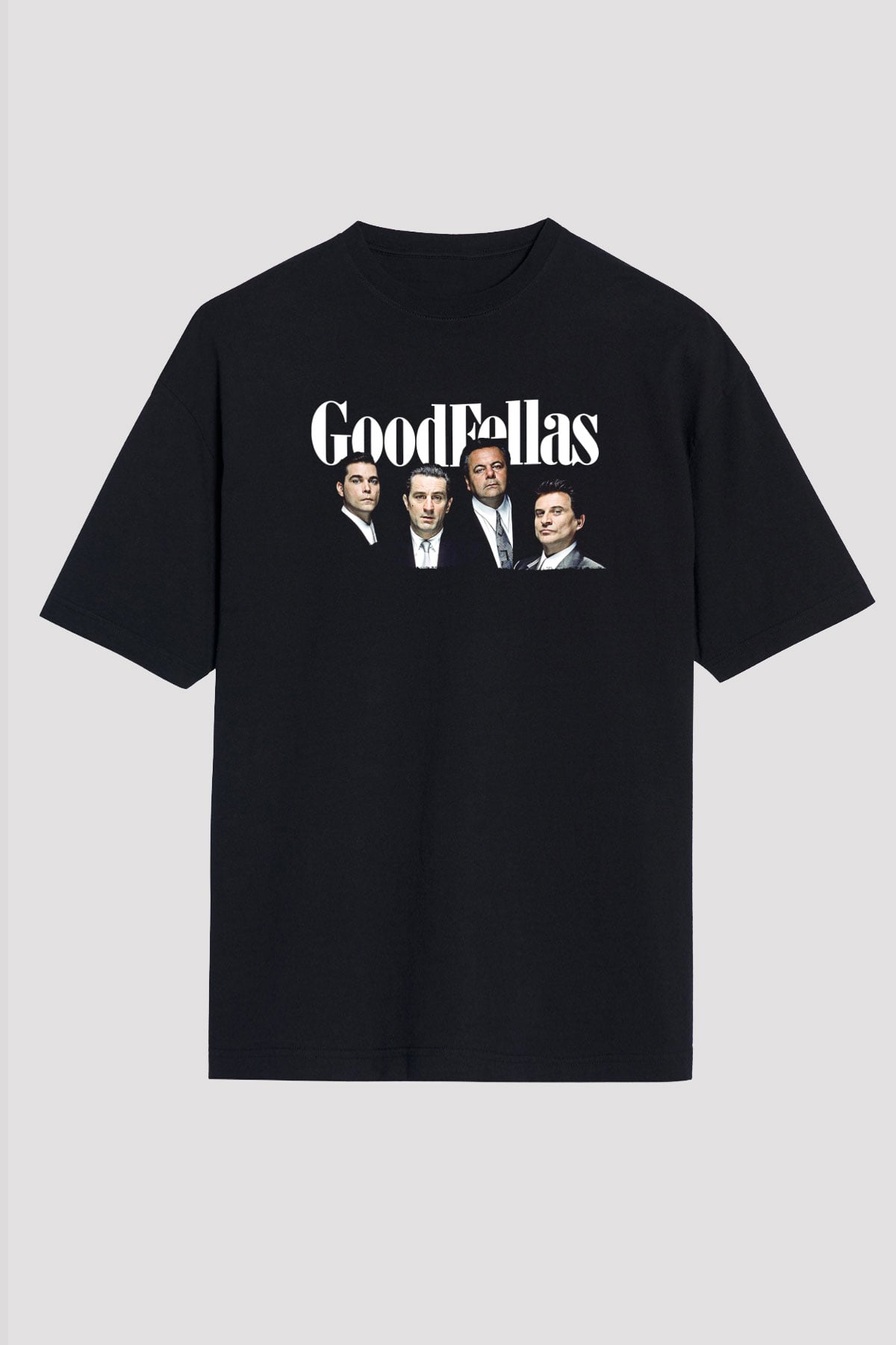Goodfellas Baskılı Unisex Siyah Oversize Tişört - Tshirt