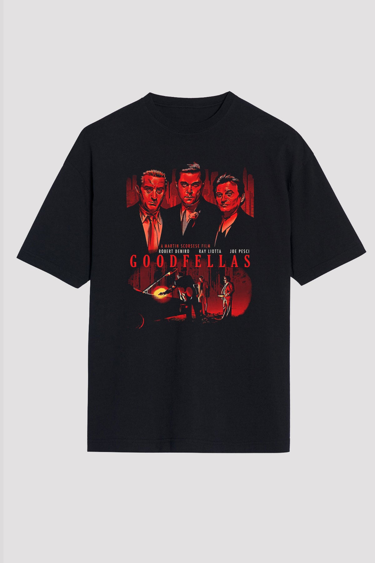 Goodfellas Baskılı Unisex Siyah Oversize Tişört - Tshirt