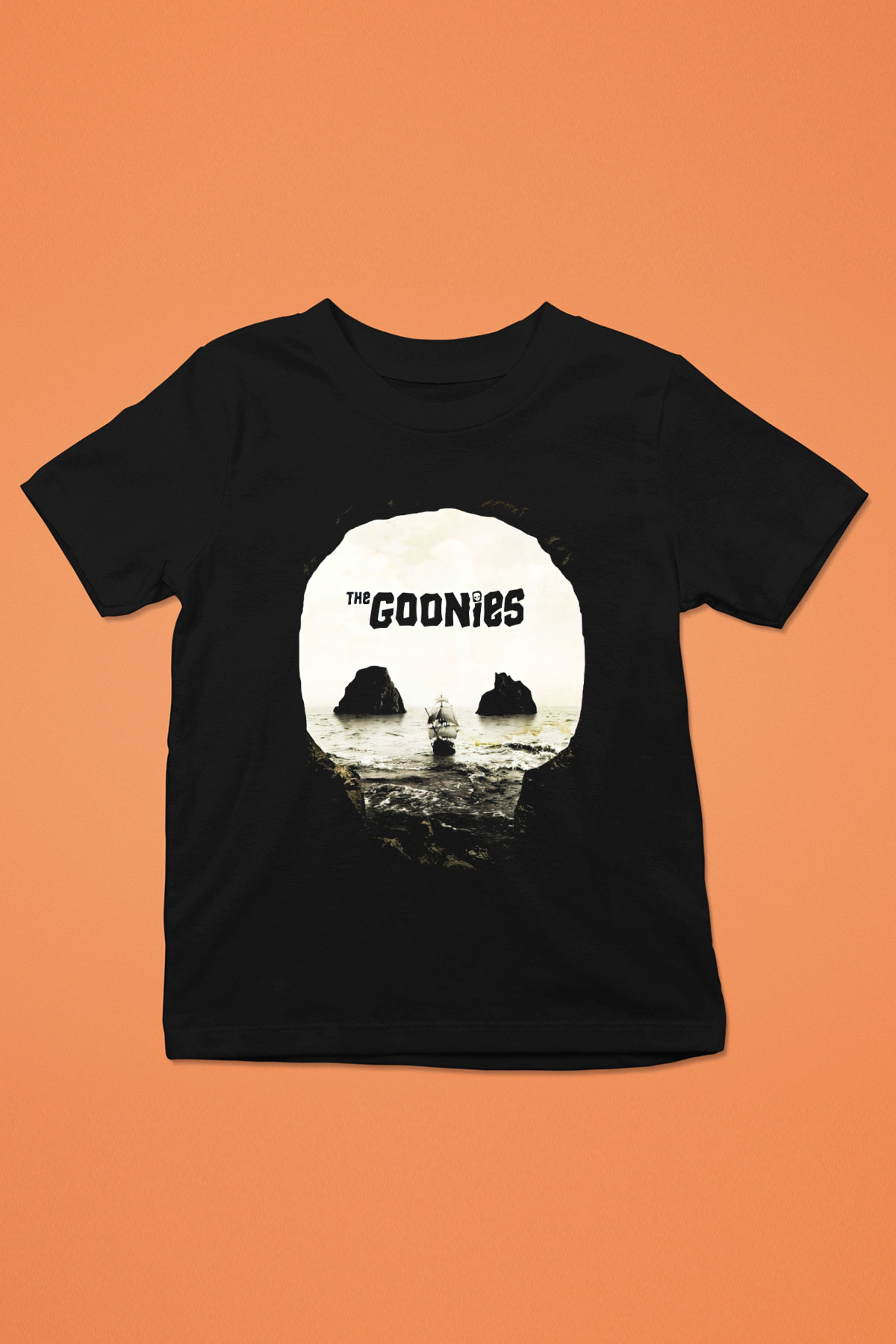 Goonies Baskılı Siyah Unisex Çocuk Tişört
