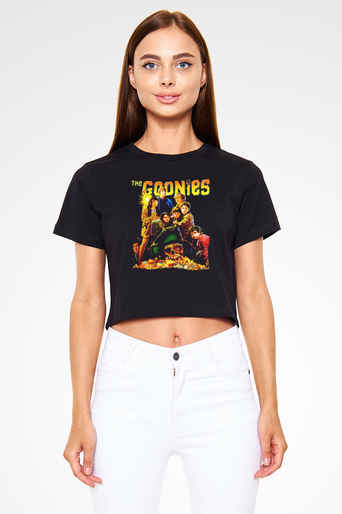 Goonies Siyah   Crop Top Tişört