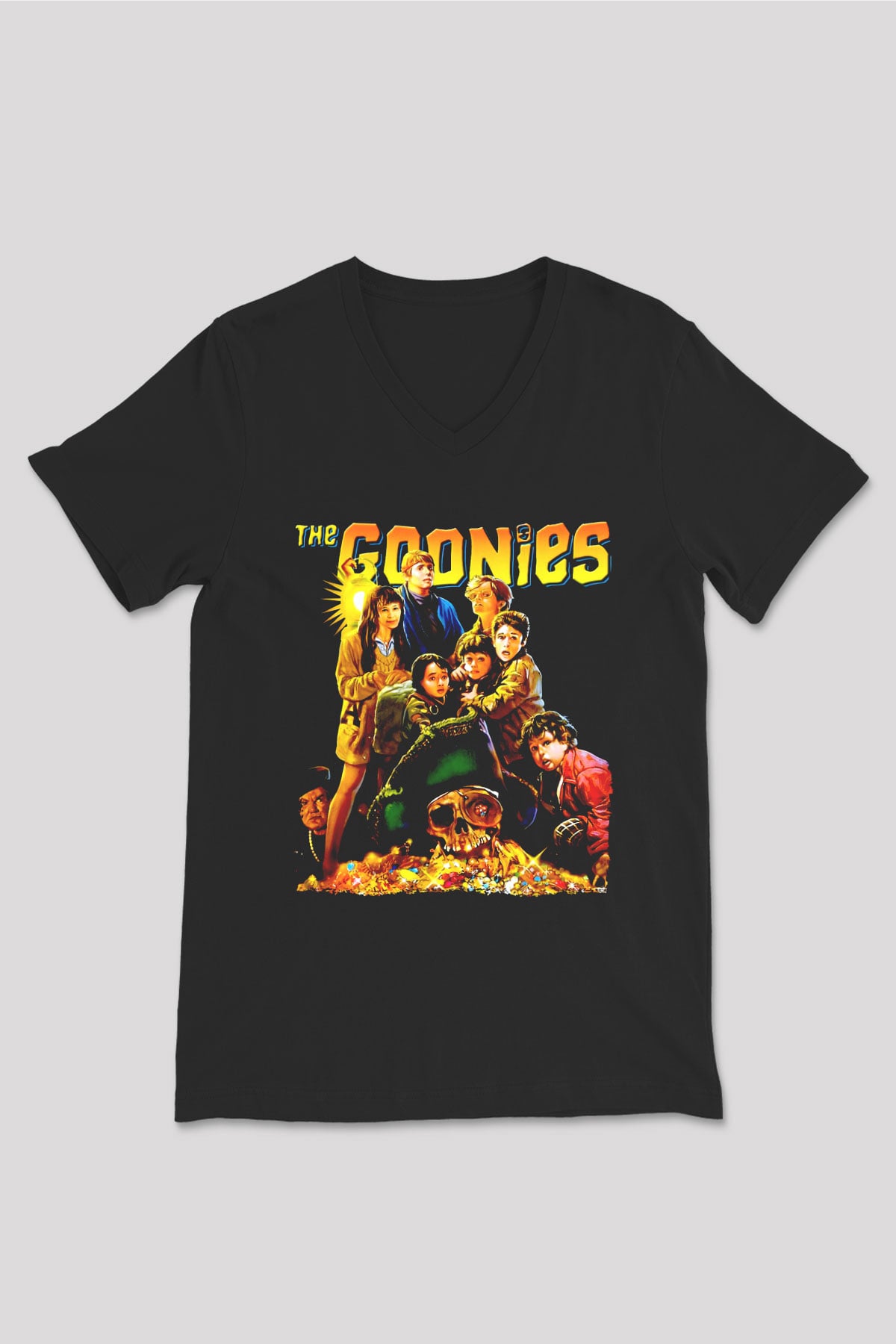 Goonies Siyah Unisex  V Yaka Tişört